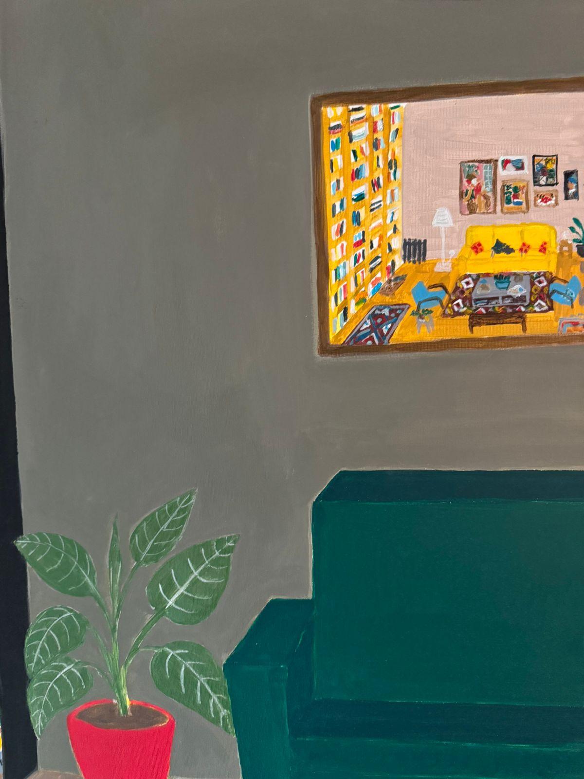 Paul Kupelian’s Yellow 2 (2024) is a vibrant acrylic on canvas measuring 170 x 110 cm, exemplifying his distinctive figurative and naïve style. Born in Beirut in 1975, Kupelian is a self-taught artist of Lebanese and French heritage with Armenian