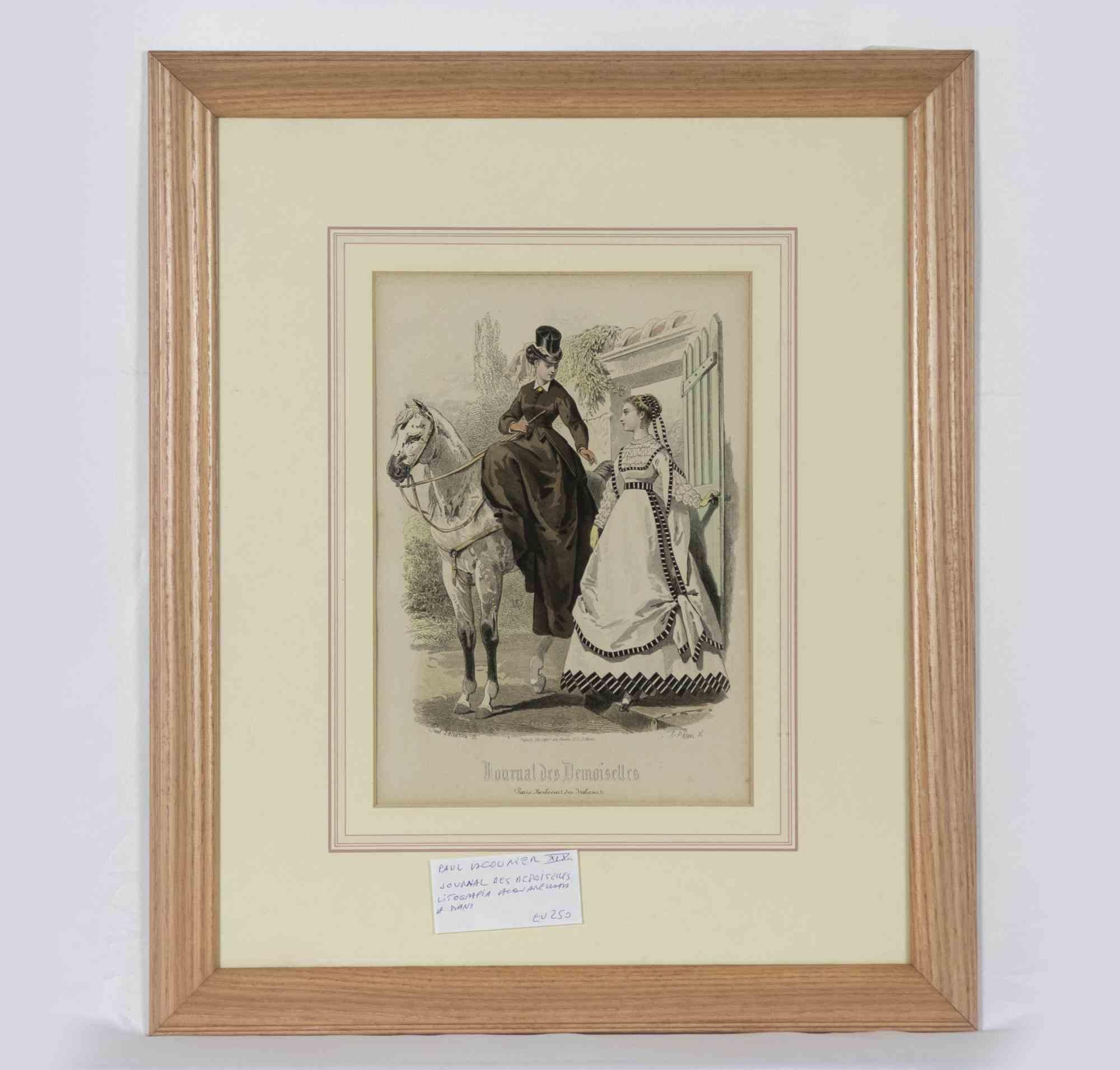 Journal Des Demoiselles – Originallithographie von Paul Lacourire – 19. Jahrhundert – Print von Paul Lacourière