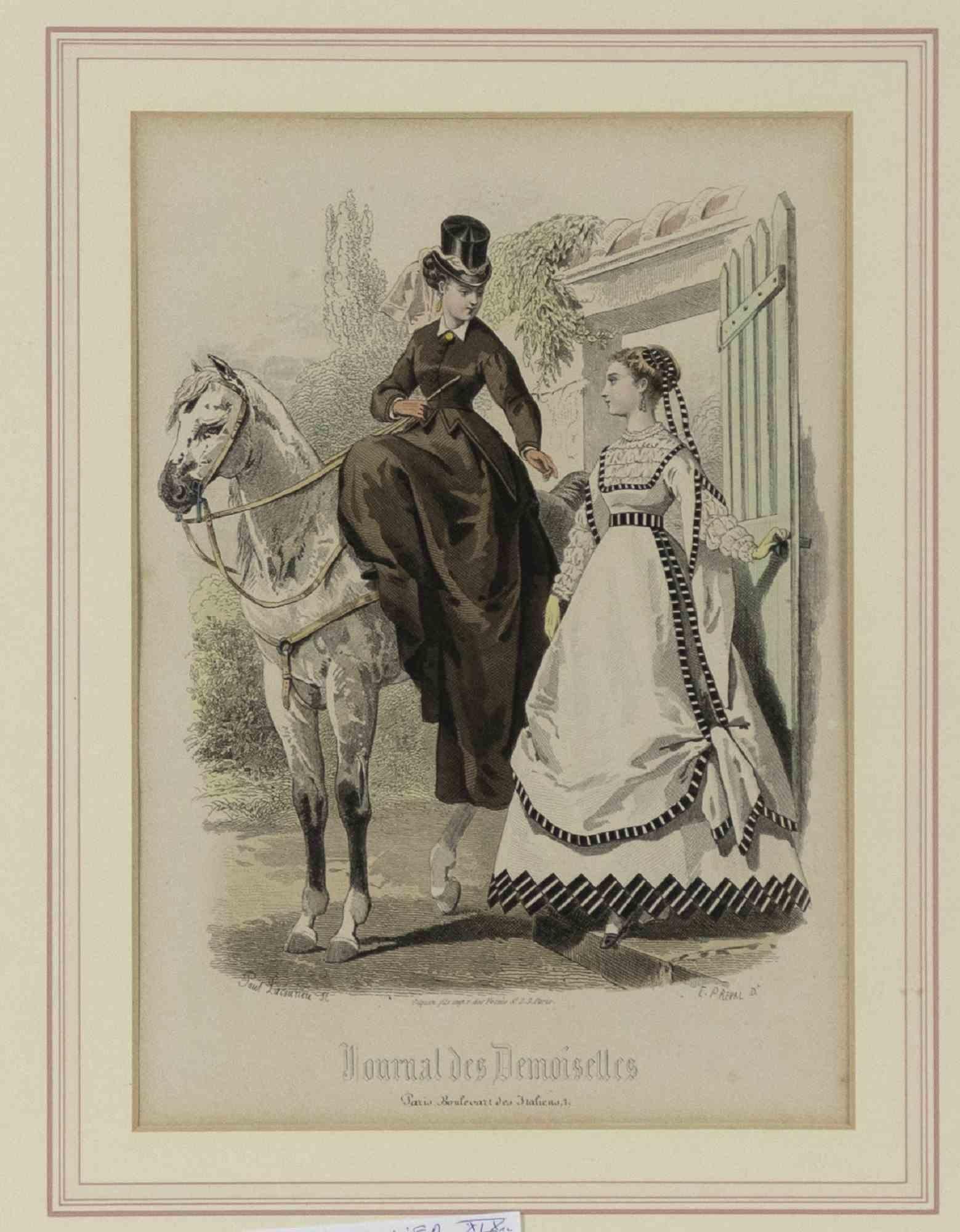 Journal Des Demoiselles - Original Lithograph by Paul Lacourière - 19th Century