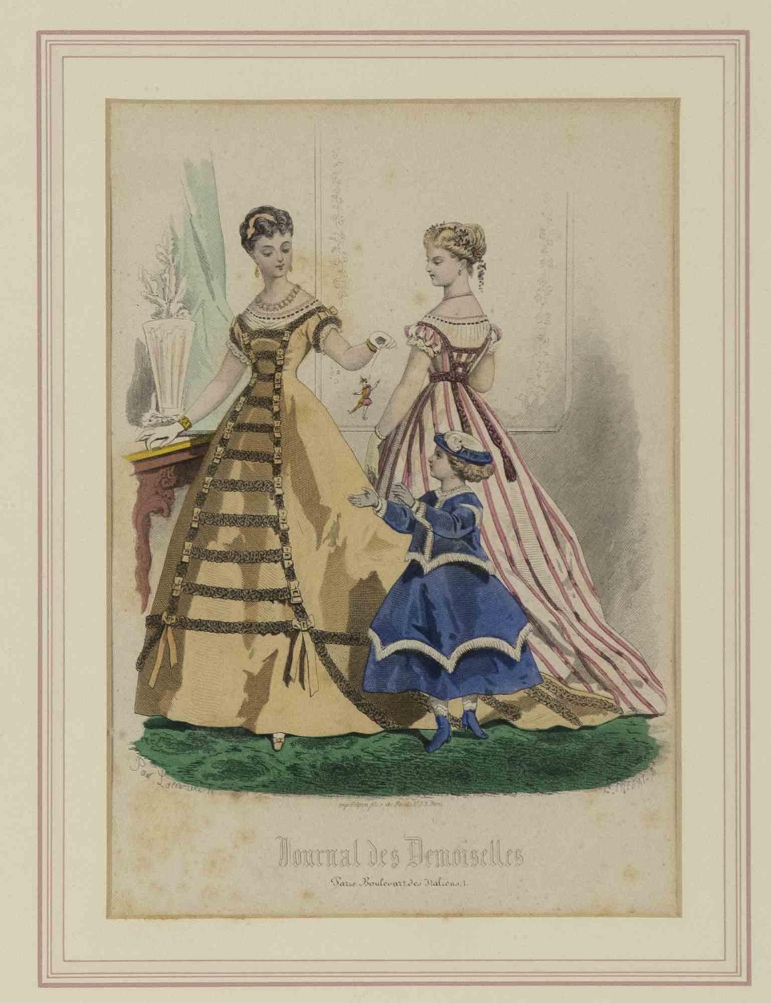 Journal Des Demoiselles - Original Lithographie von Paul Lacourière - 19. Jahrhundert