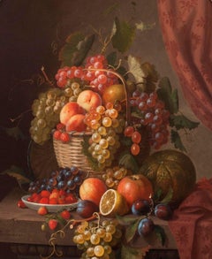 Basket of Fruit, 19th-century Still Life by Paul Lacroix (1806-1884)