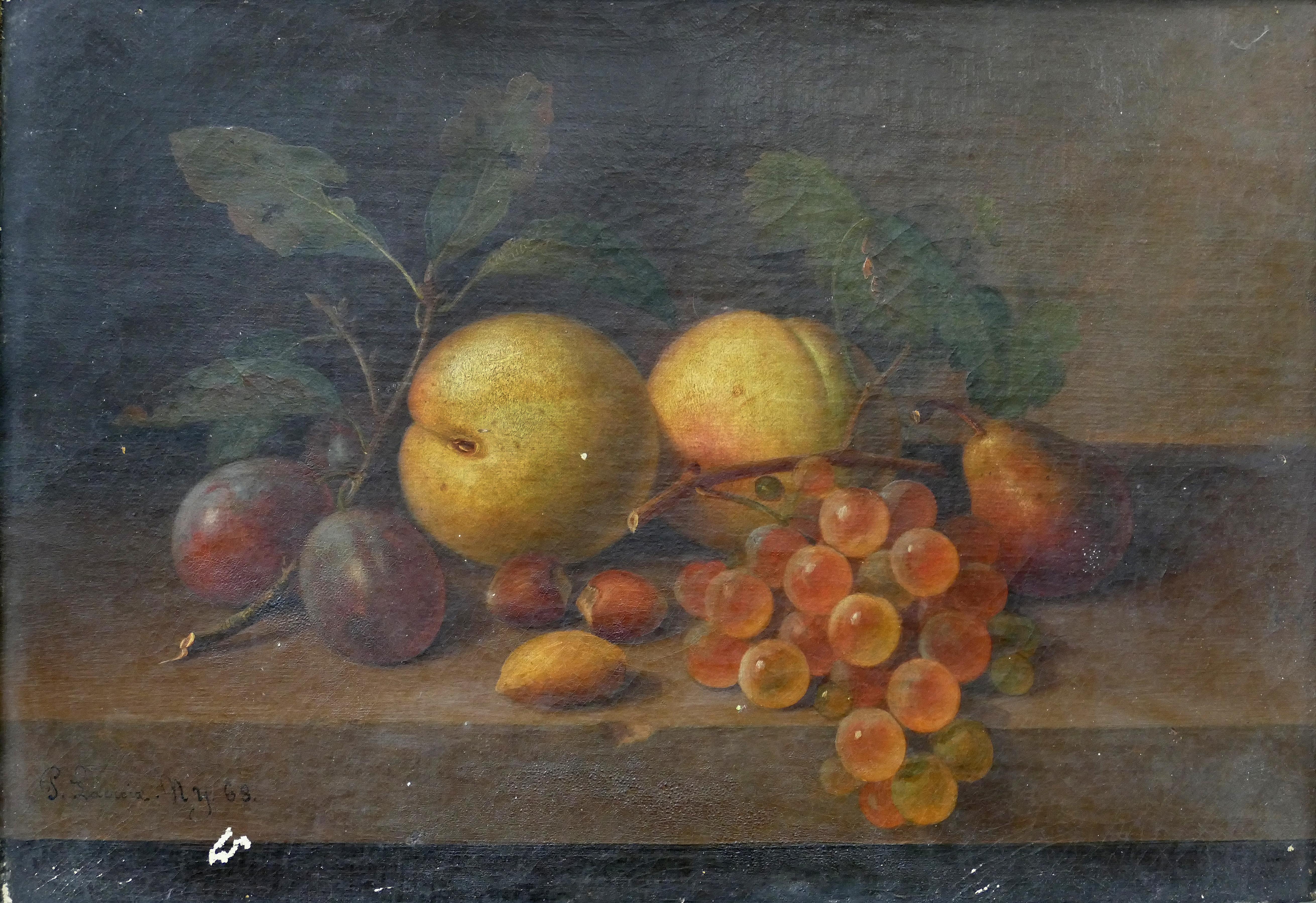 Paul LaCroix fruit still-life oil painting on canvas, 1865 in original frame

Offered for sale is an original fruit still-life oil painting on canvas by the American painter Paul LaCroix (born in France in 1827 - d. New York, 1869). The painting