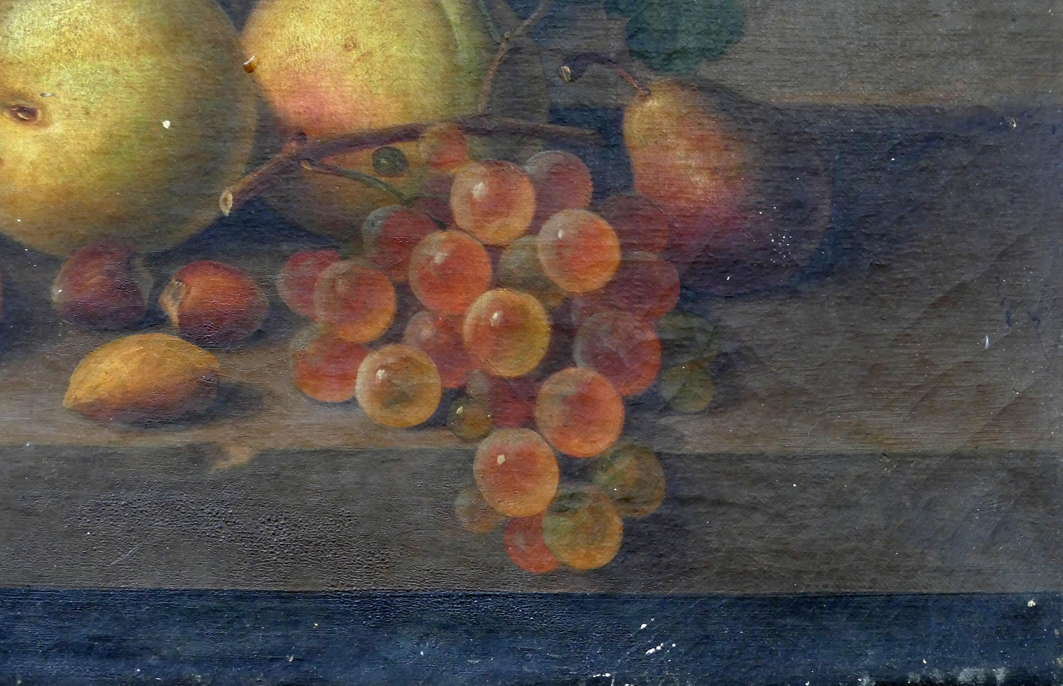 19th Century Paul LaCroix Fruit Still-Life Oil Painting on Canvas, 1865 in Original Frame