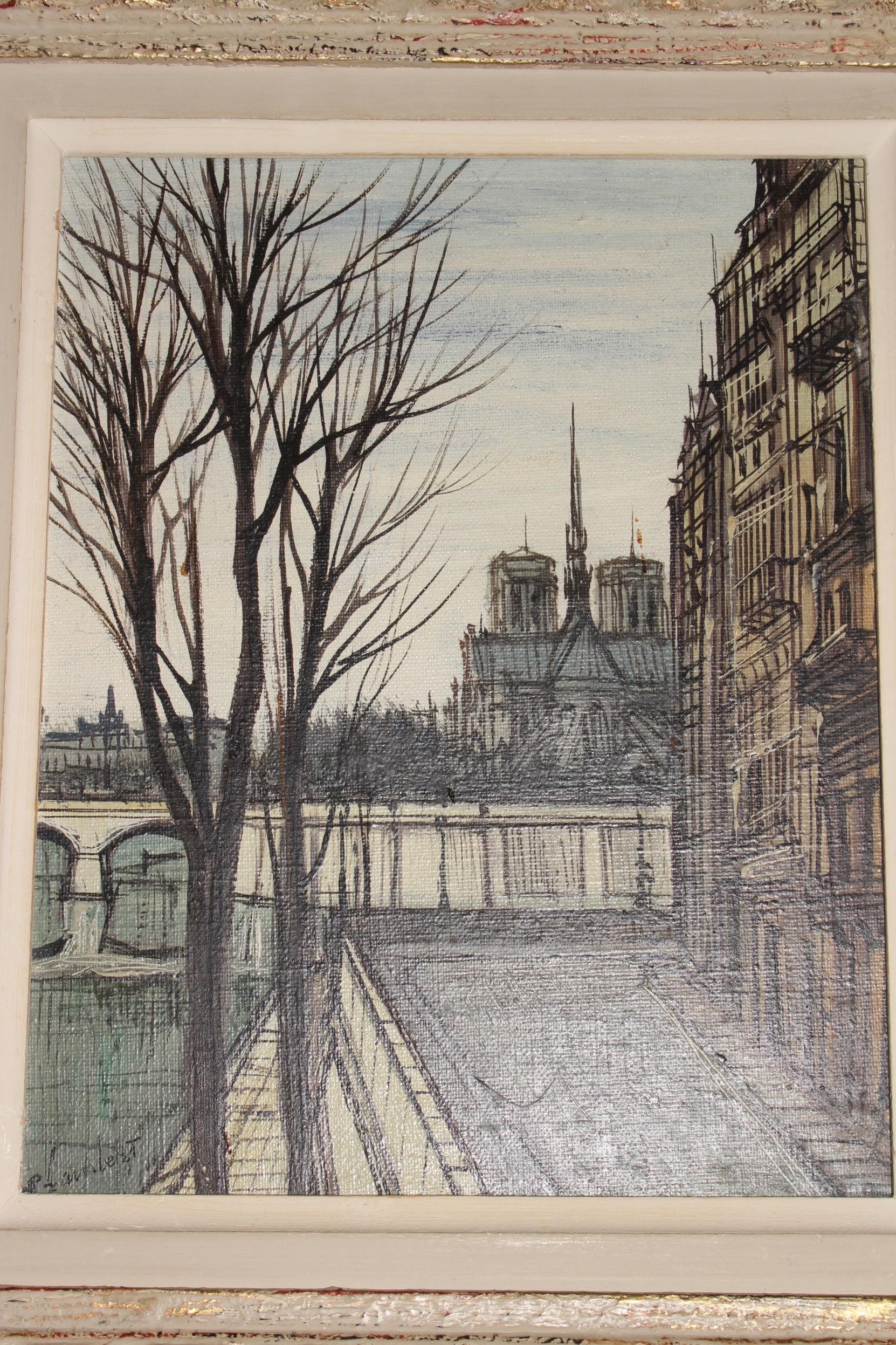 Paul Lambert Öl auf Leinwand, Notre dame Paris.