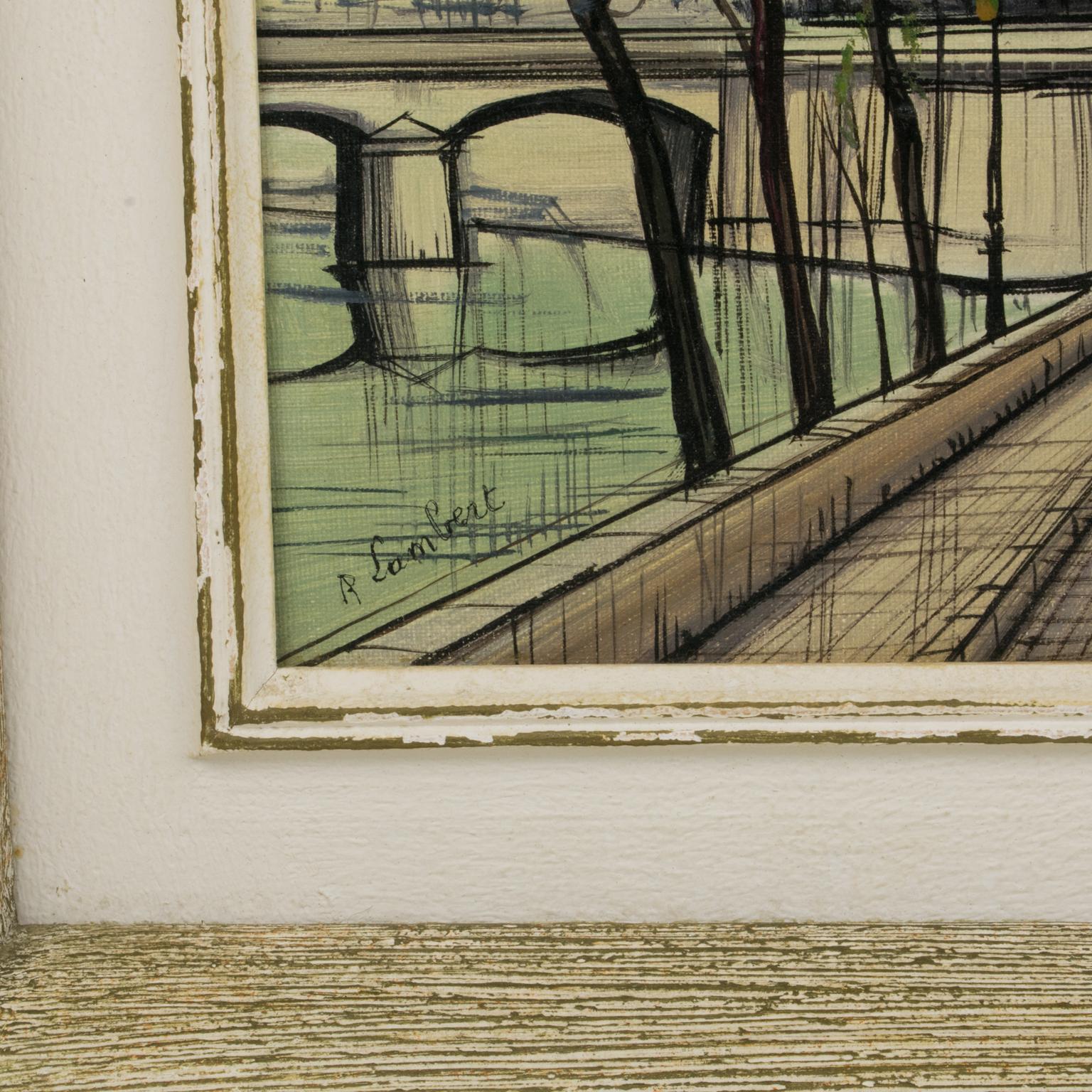 La catedral de Notre Dame y la isla de Saint Louis Óleo sobre lienzo Pintura de Paul Lambert en venta 5
