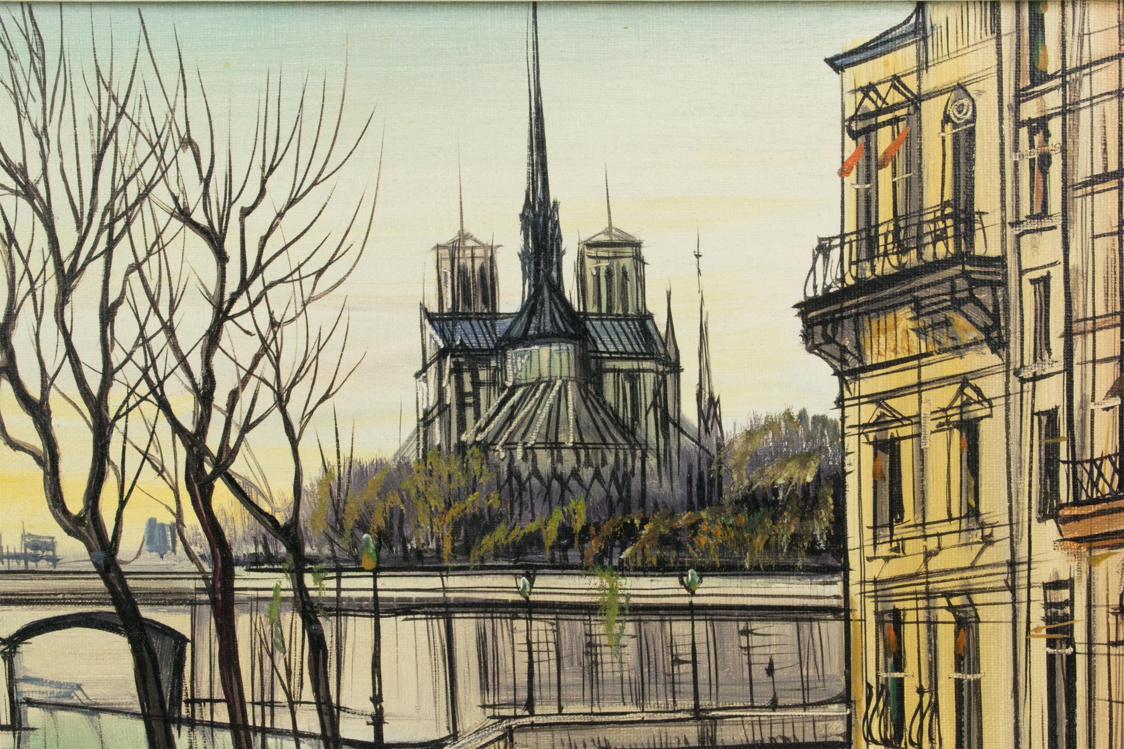 La catedral de Notre Dame y la isla de Saint Louis Óleo sobre lienzo Pintura de Paul Lambert en venta 6