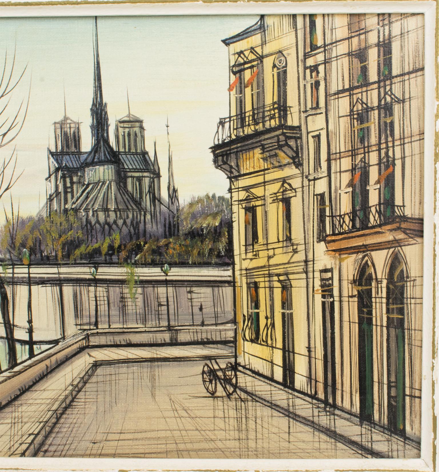 La catedral de Notre Dame y la isla de Saint Louis Óleo sobre lienzo Pintura de Paul Lambert en venta 7