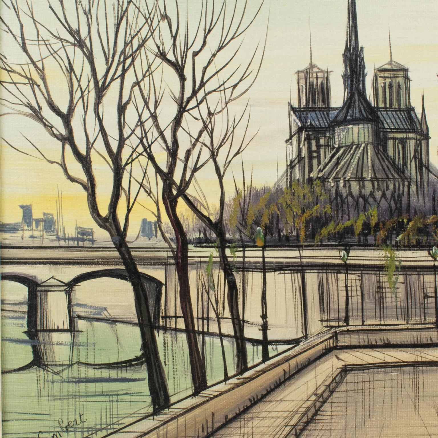 La catedral de Notre Dame y la isla de Saint Louis Óleo sobre lienzo Pintura de Paul Lambert en venta 8