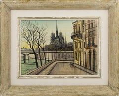 Cattedrale di Notre Dame e Ile Saint Louis Olio su tela di Paul Lambert