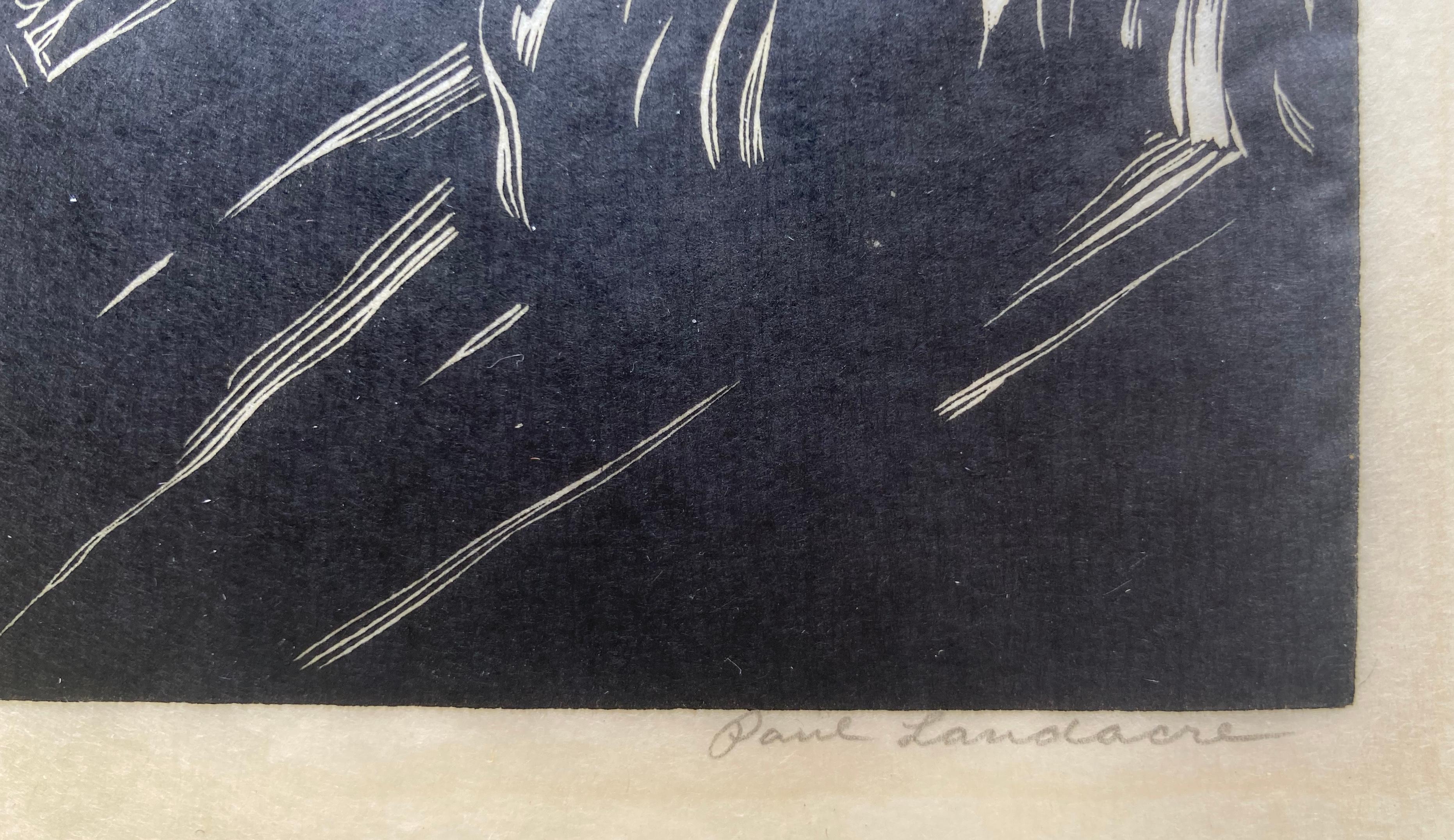 GRASBRAND. - Sehr seltener früh signierter Impression (Schwarz), Landscape Print, von Paul Landacre