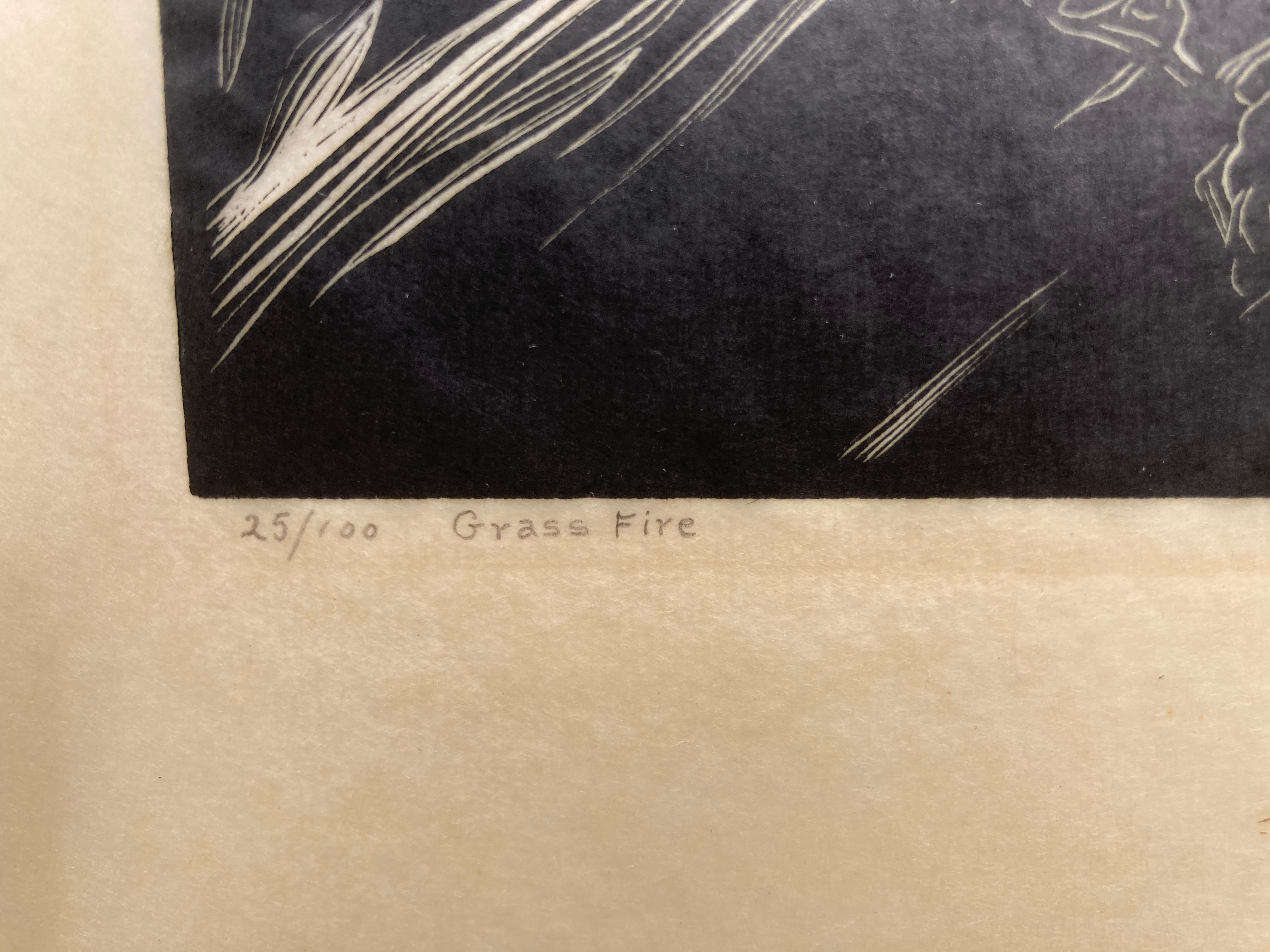 GRASS FIRE. - Very Scarce Early signed Impression For Sale 2