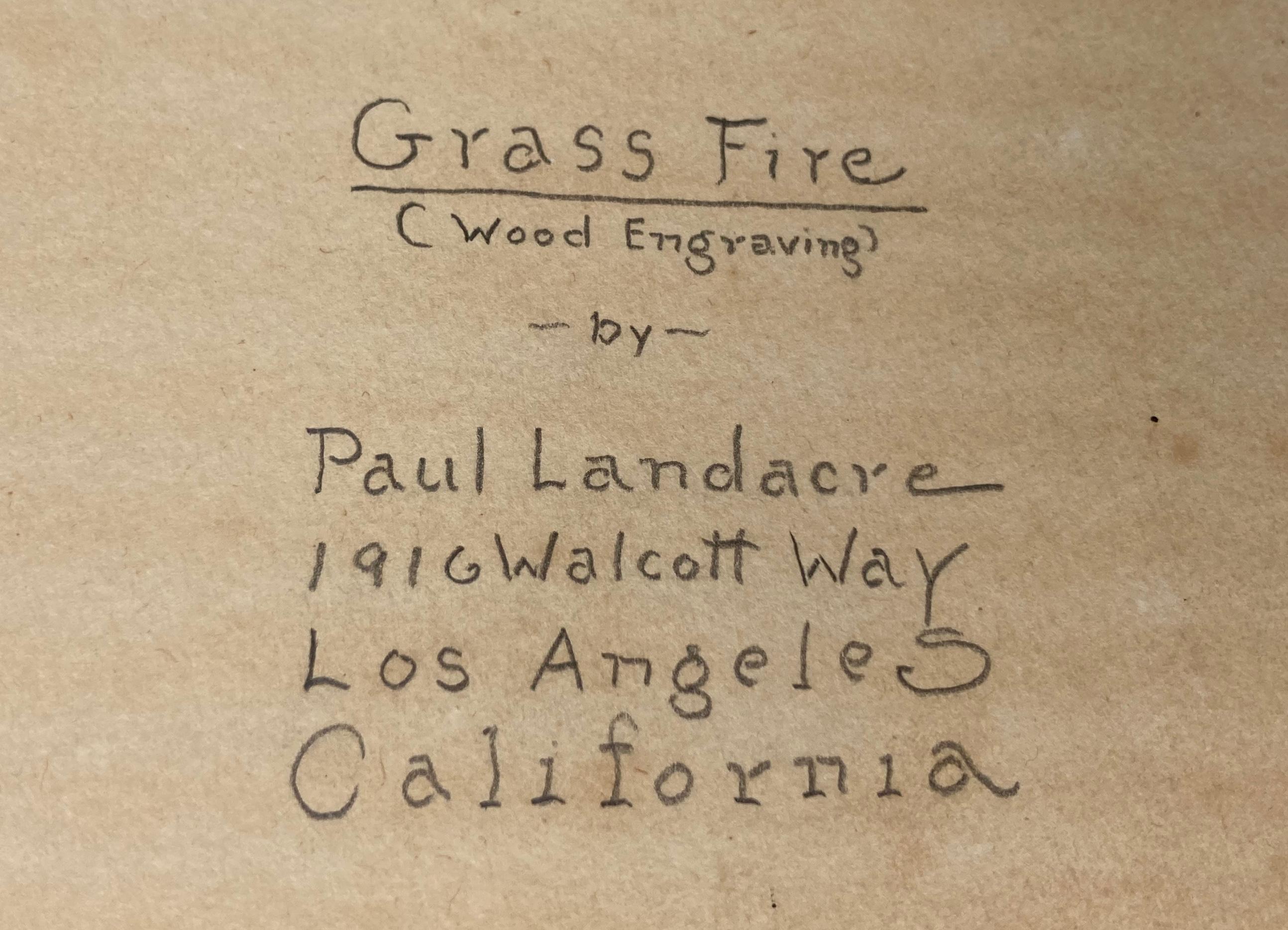 GRASS FIRE. - Very Scarce Early signed Impression For Sale 3