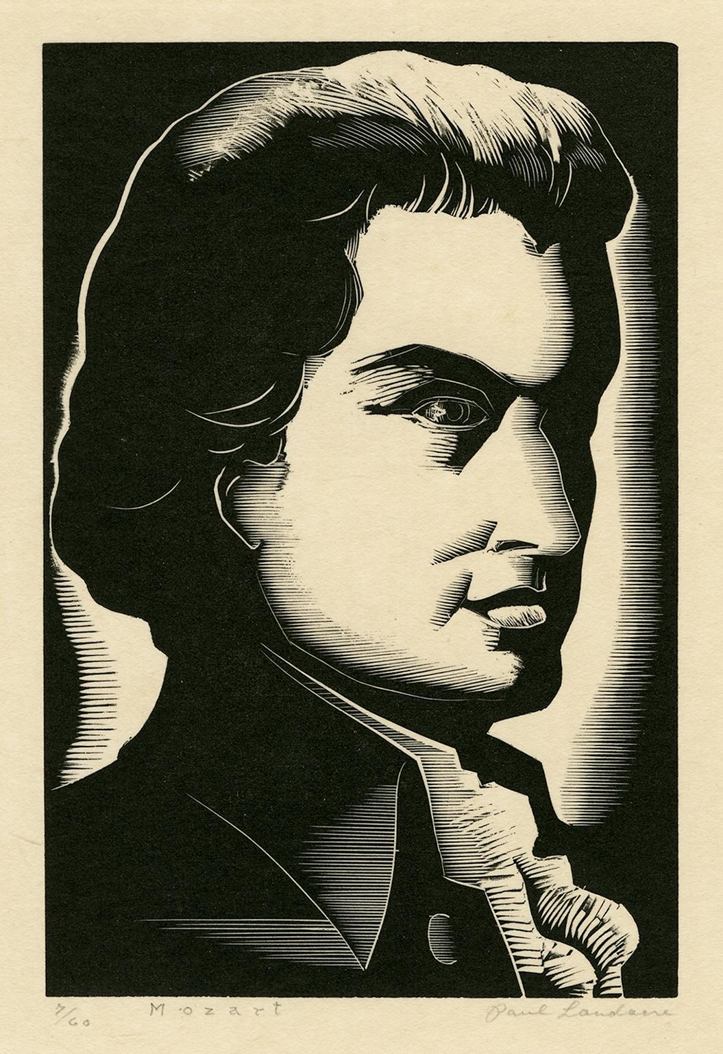 Paul Landacre Portrait Print - Mozart