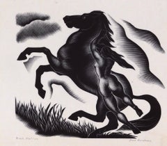 Paul Landacre Incisione originale su legno, 1940 - Stallone Nero