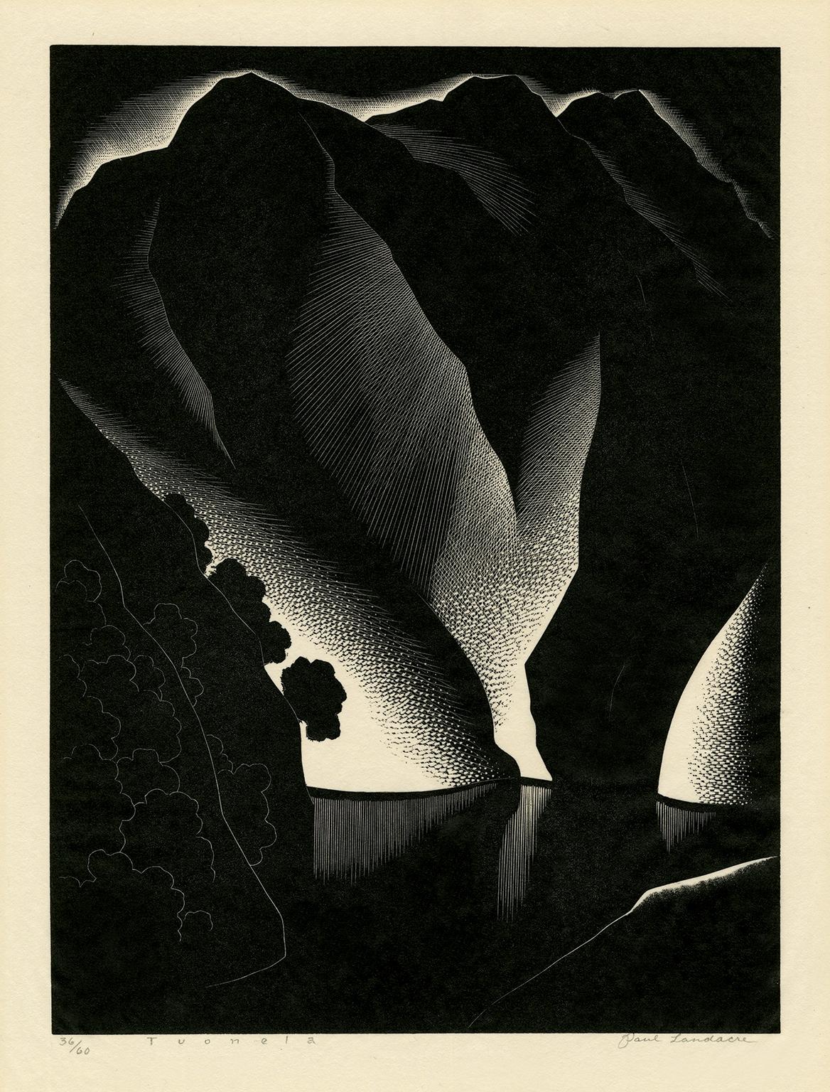Paul Landacre Landscape Print - Tuonela — mid-century modern, California