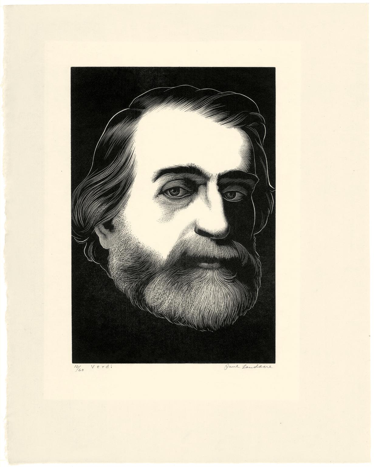 'Verdi' - Amerikanische Moderne der 1930er Jahre - Italienischer Opernkomponist – Print von Paul Landacre