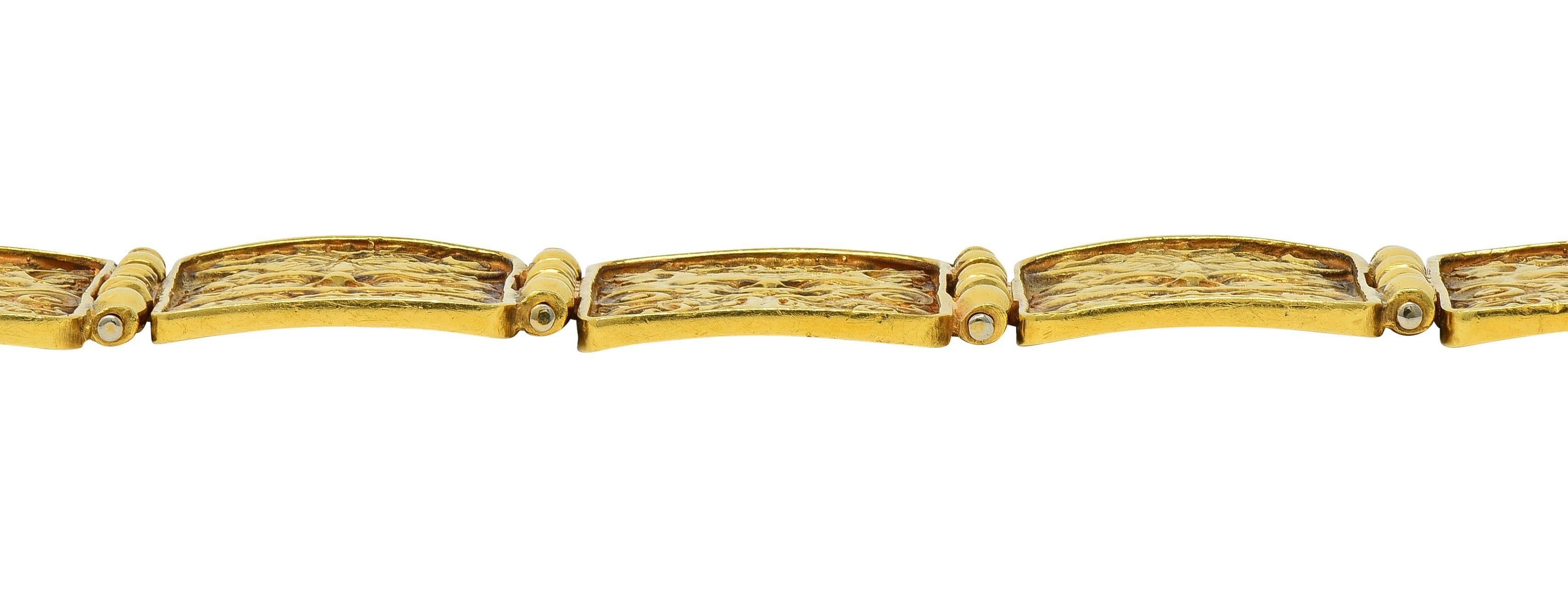Paul Lantuch 18 Karat Yellow Gold Grotesque Mask Relief Panel Link Bracelet 2
