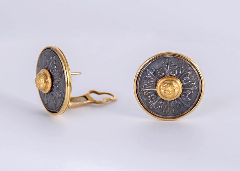 Paul Lantuch Gold and Silver Earrings at 1stDibs