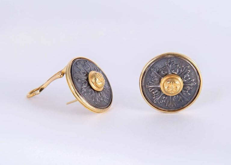 Paul Lantuch Gold and Silver Earrings at 1stDibs