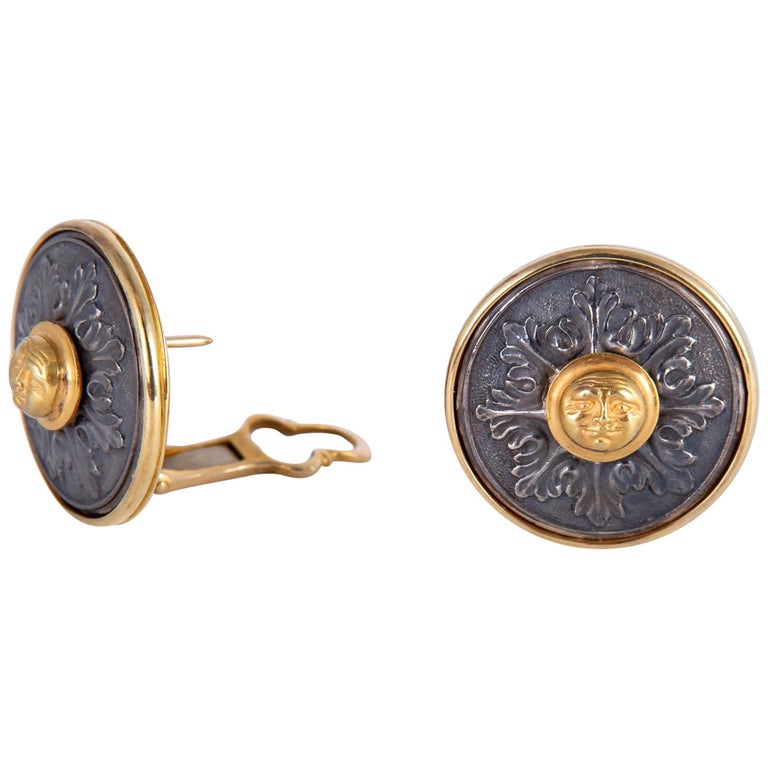 Paul Lantuch Gold and Silver Earrings at 1stDibs