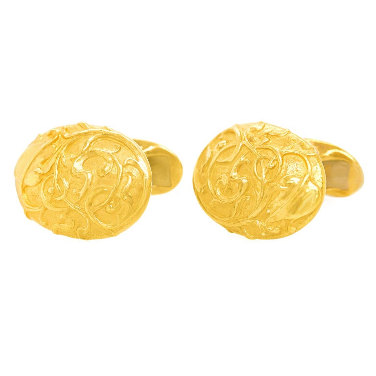 Paul Lantuch Renaissance Revival Gold Cufflinks at 1stDibs