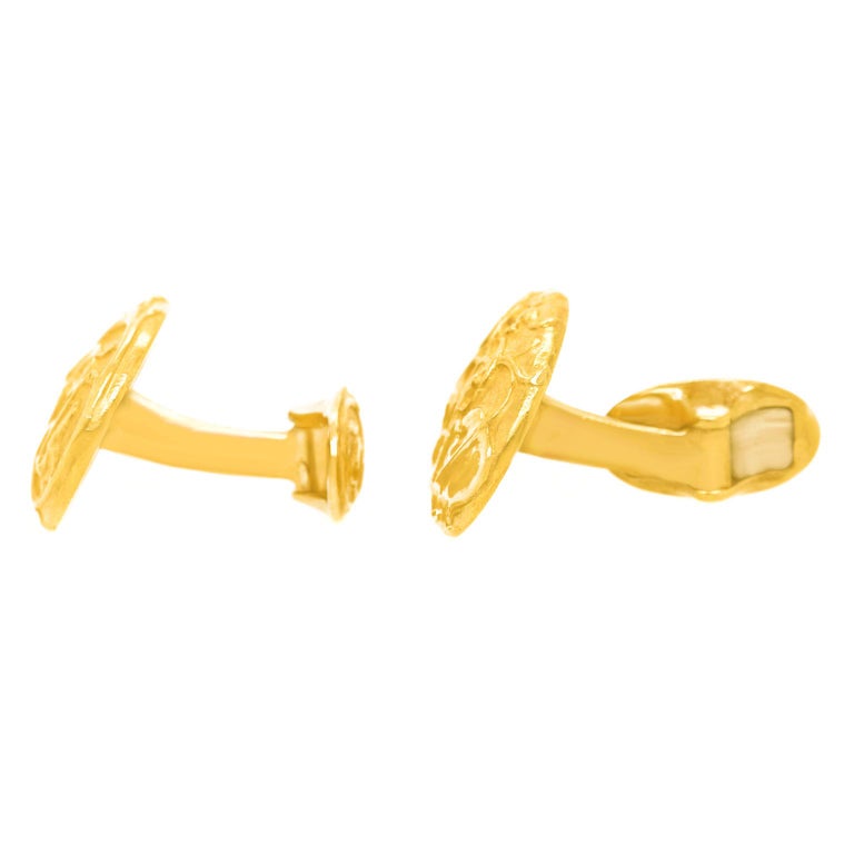Paul Lantuch Renaissance Revival Gold Cufflinks at 1stDibs