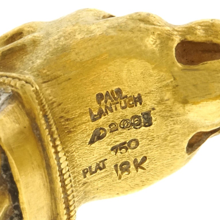 Paul Lantuch Renaissance Revival Lion Heads Gold Ring at 1stDibs