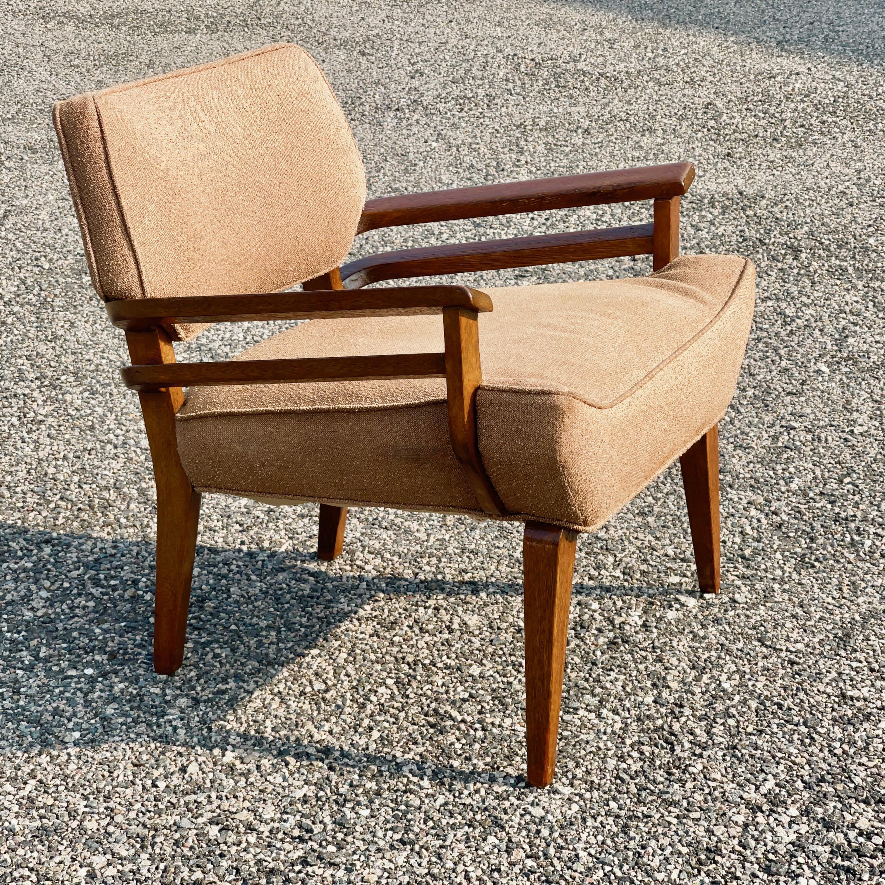 Upholstery Paul Laslo Double Arm Chair for Brown Saltman For Sale
