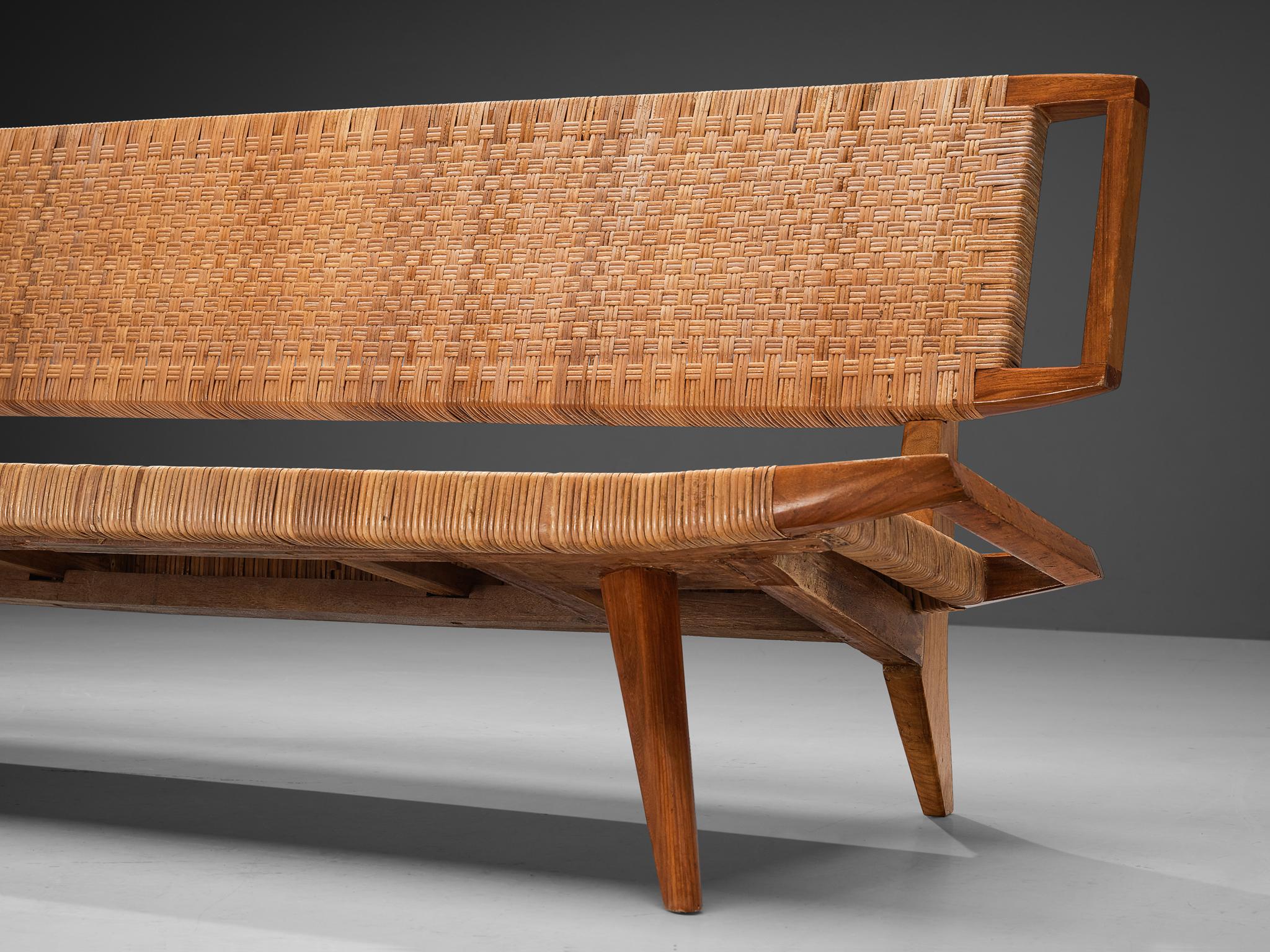 wood and cane bench