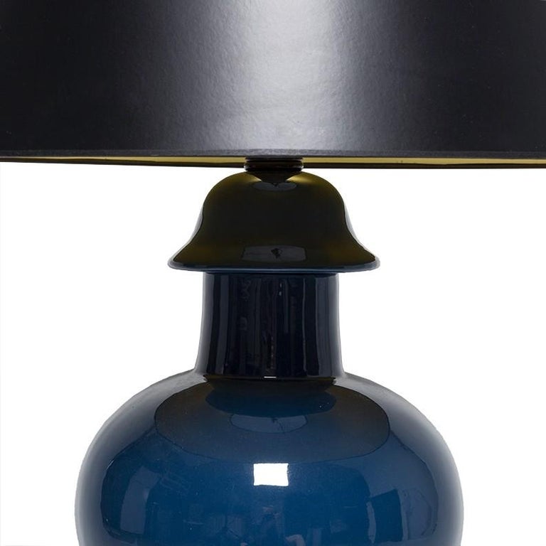 Paul Laszlo Attribued Navy Blue Ginger Jar Lamps For Sale at 1stDibs