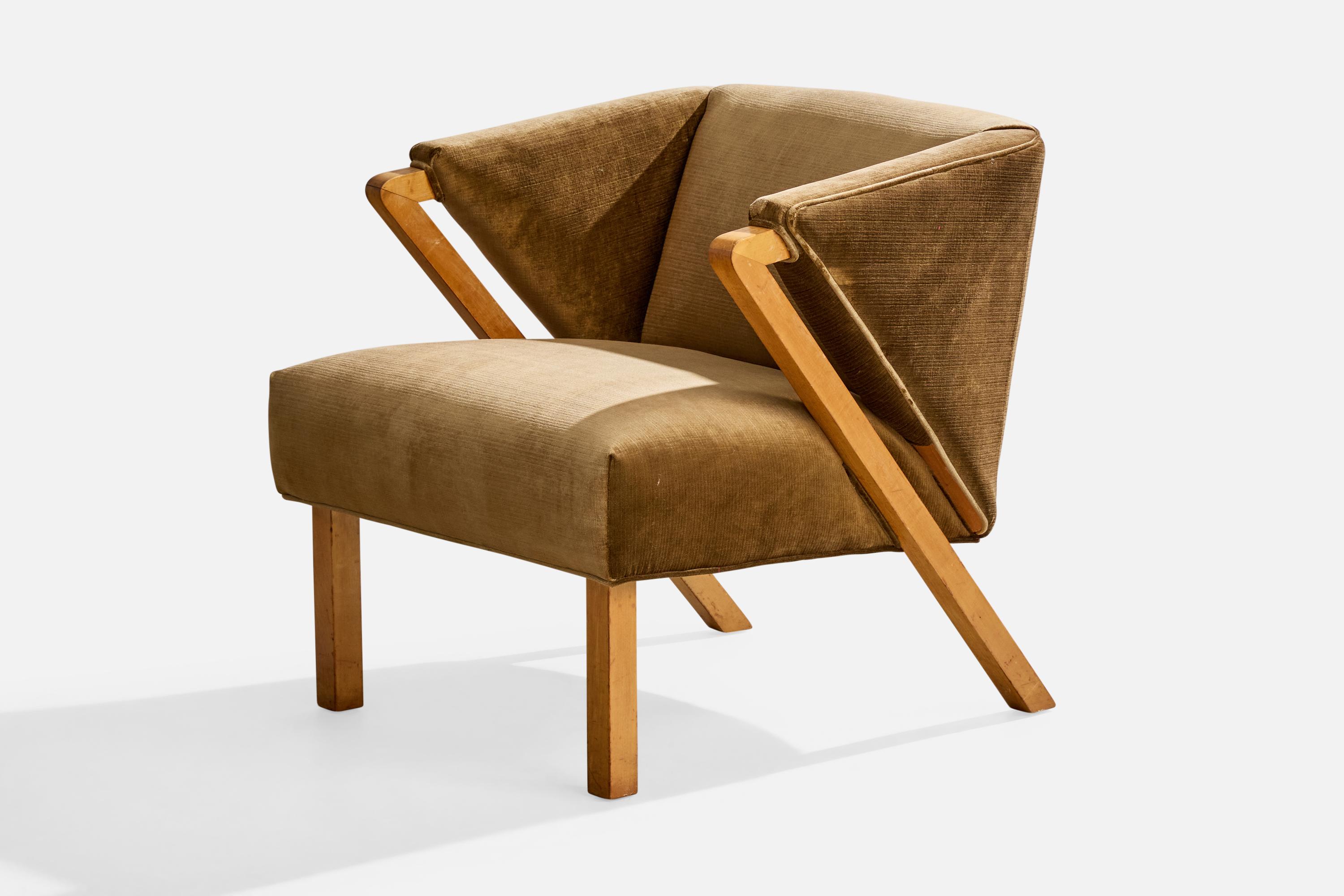Américain Paul Laszlo, chaise longue, acajou, velours, États-Unis, années 1950 en vente