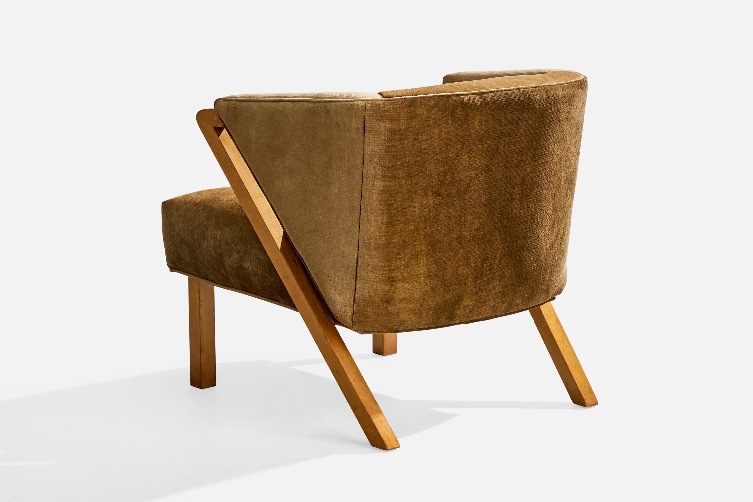 Paul Laszlo, chaise longue, acajou, velours, États-Unis, années 1950 Bon état - En vente à High Point, NC