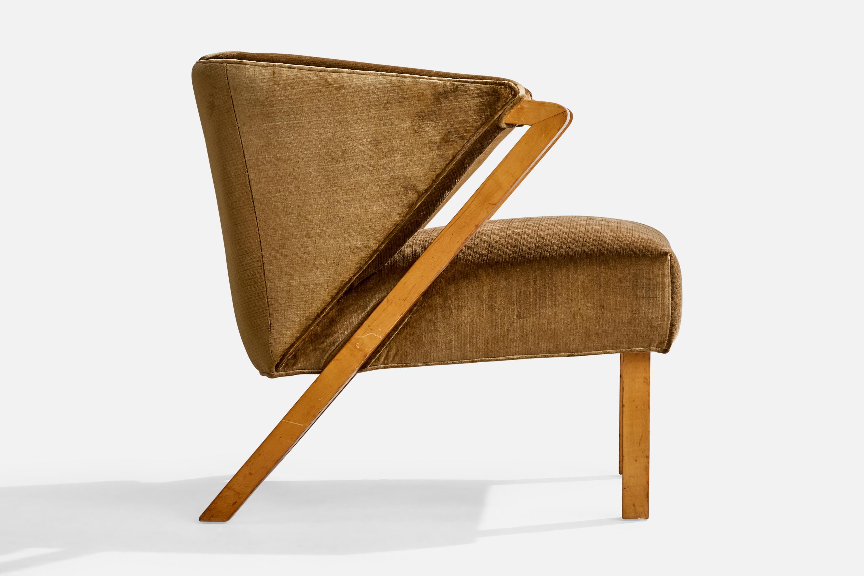 Milieu du XXe siècle Paul Laszlo, chaise longue, acajou, velours, États-Unis, années 1950 en vente