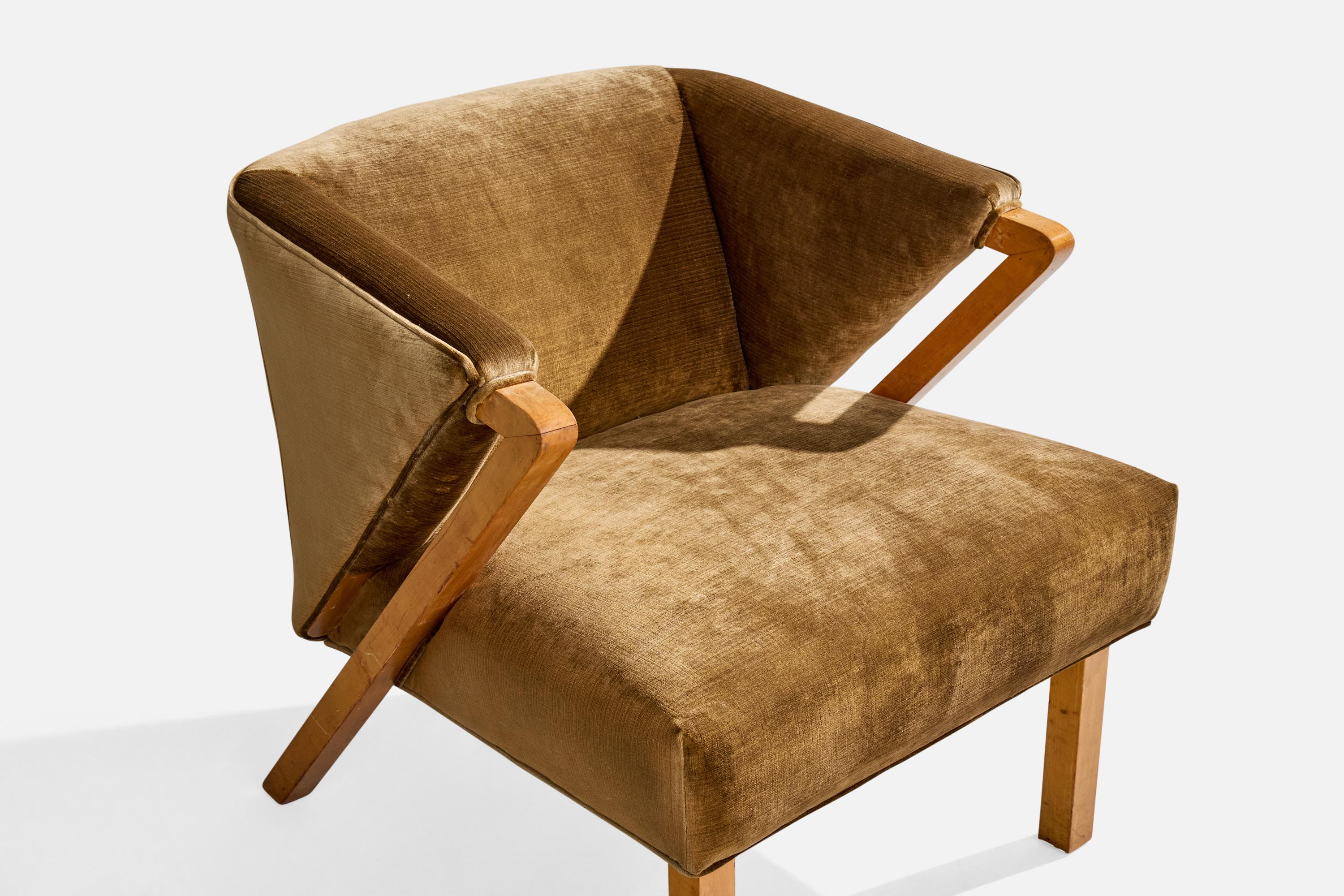 Velours Paul Laszlo, chaise longue, acajou, velours, États-Unis, années 1950 en vente