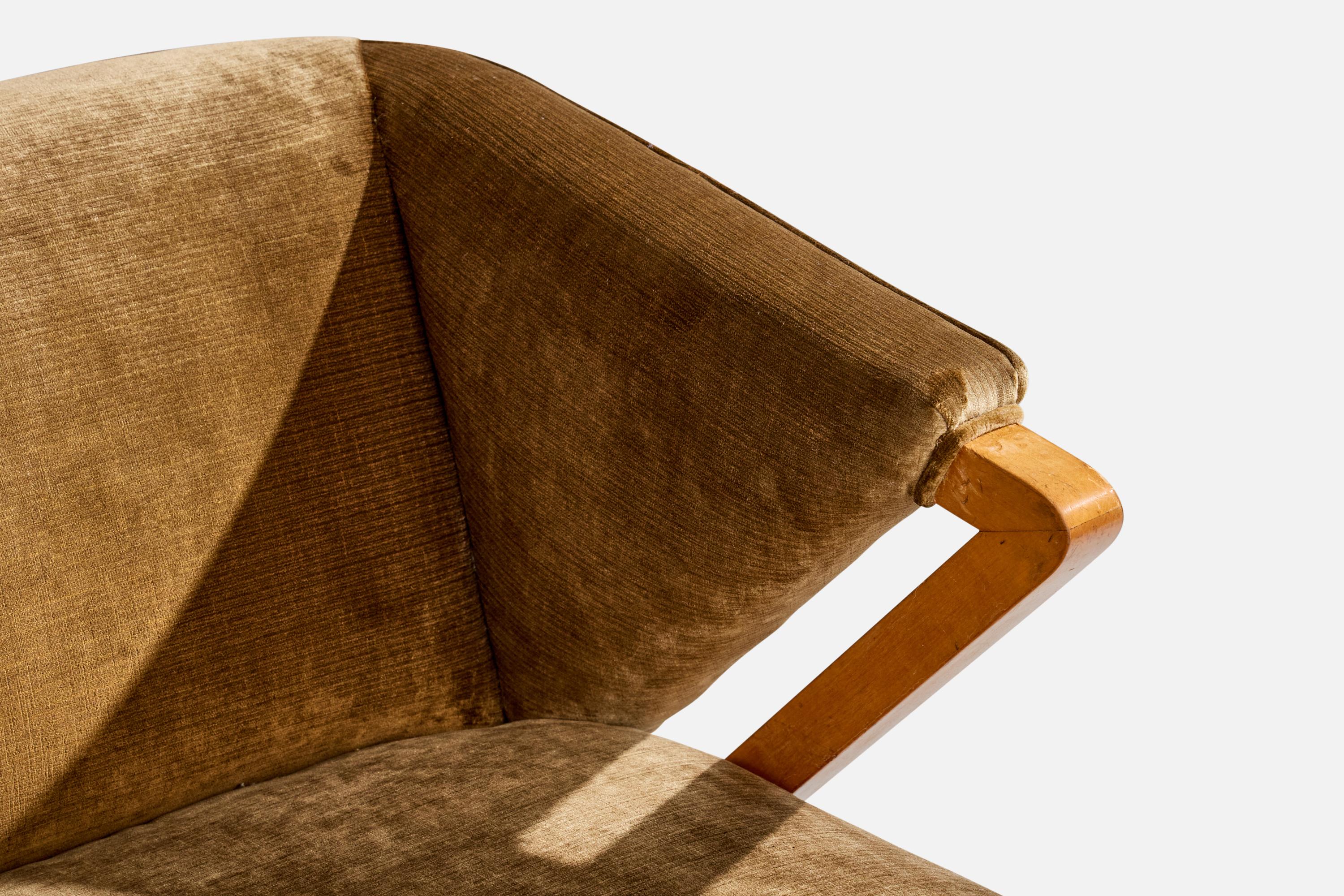 Paul Laszlo, chaise longue, acajou, velours, États-Unis, années 1950 en vente 2
