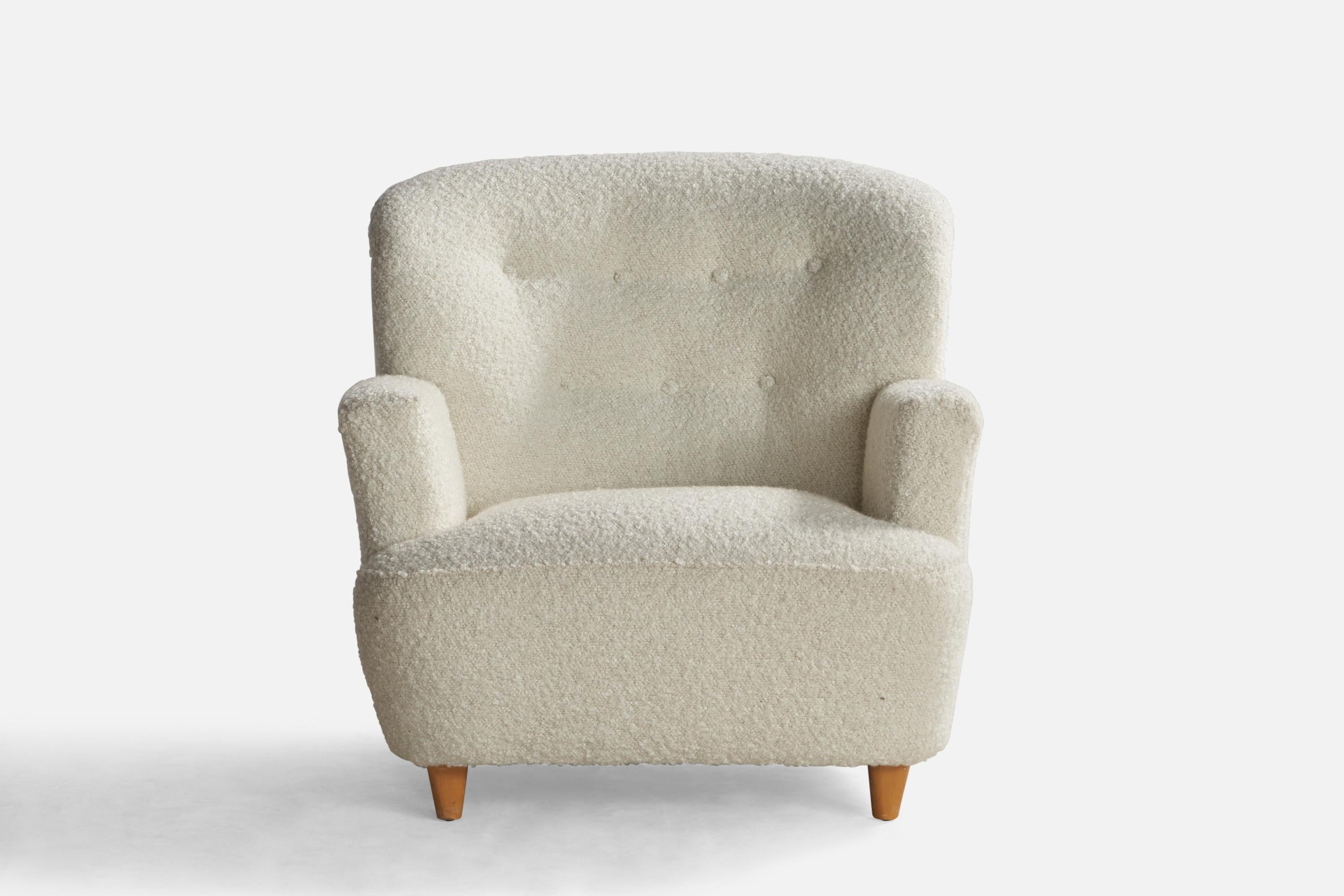 Mid-Century Modern Paul Laszlo Attribution, Lounge Chair, Wood, Fabric, USA, 1940s For Sale