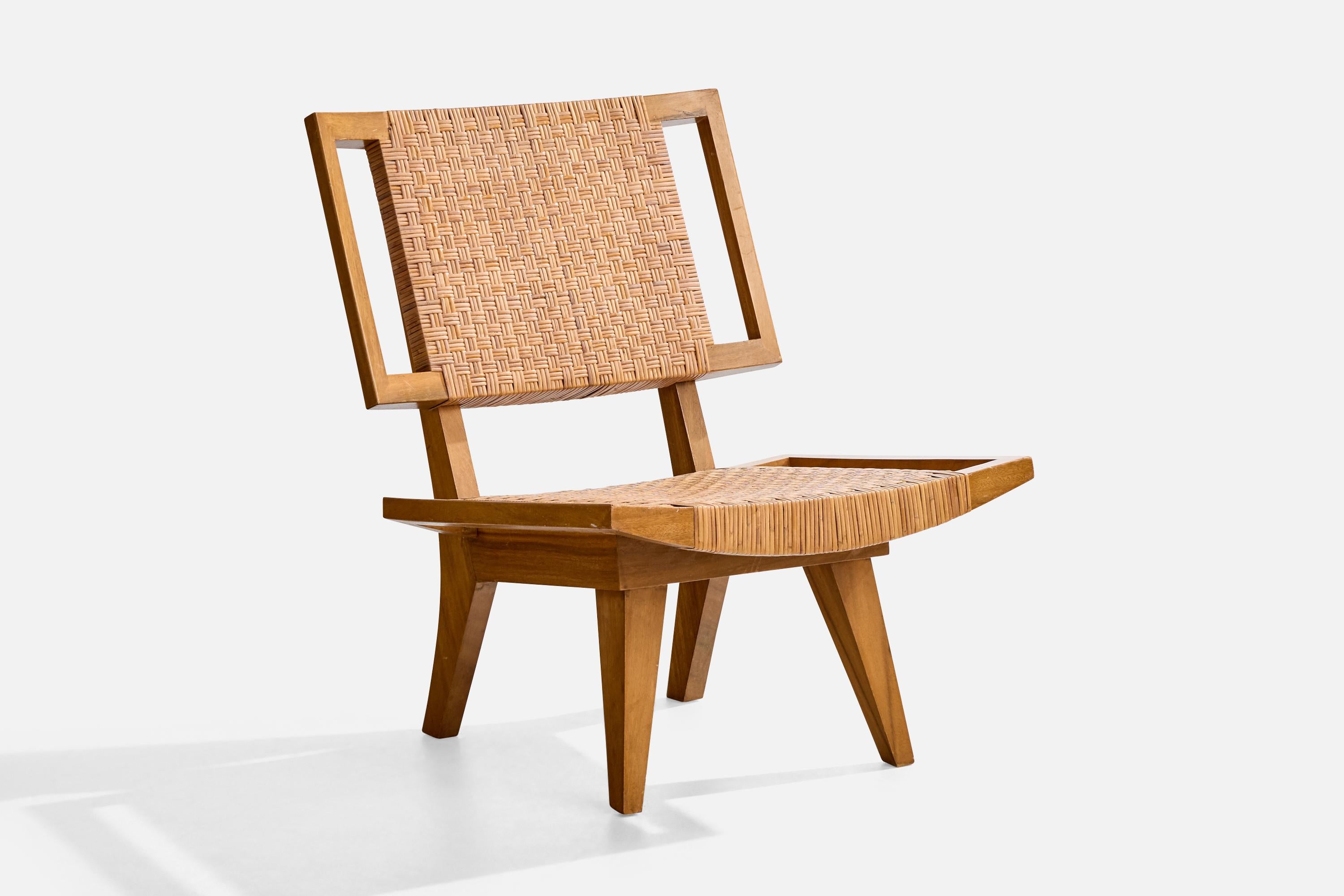 Paul Laszlo Attribution, Lounge Chairs, Mahogany, Rattan, USA, 1950s For Sale 6