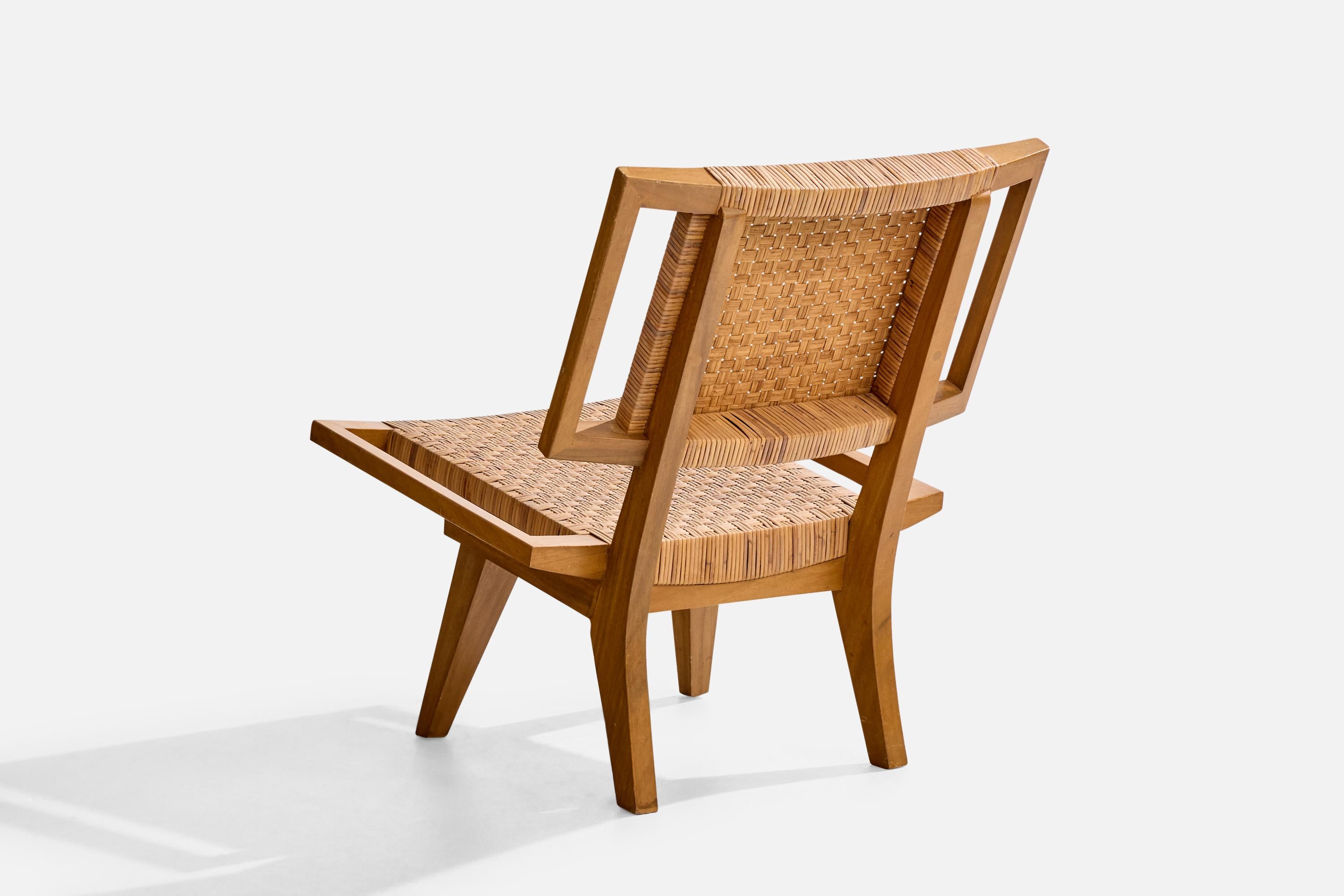 Paul Laszlo Attribution, Lounge Chairs, Mahogany, Rattan, USA, 1950s For Sale 7