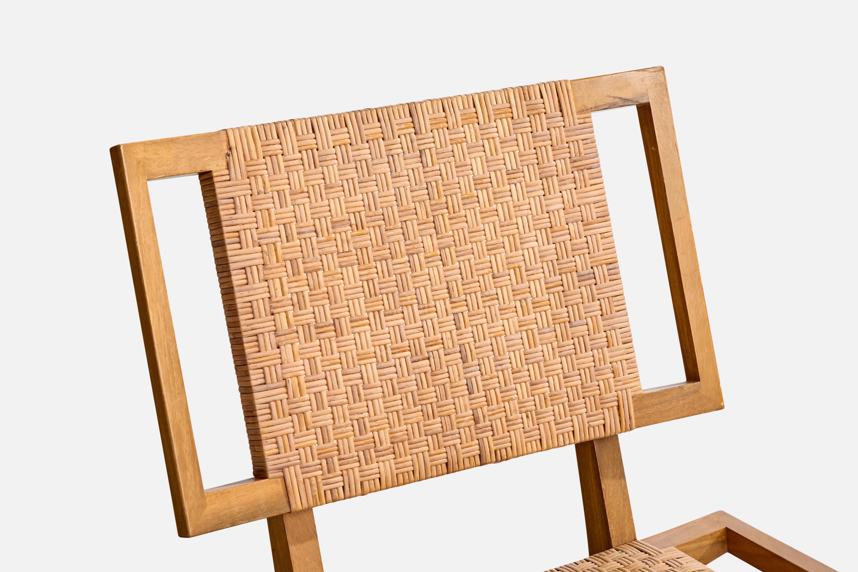 Paul Laszlo Attribution, Lounge Chairs, Mahogany, Rattan, USA, 1950s For Sale 10