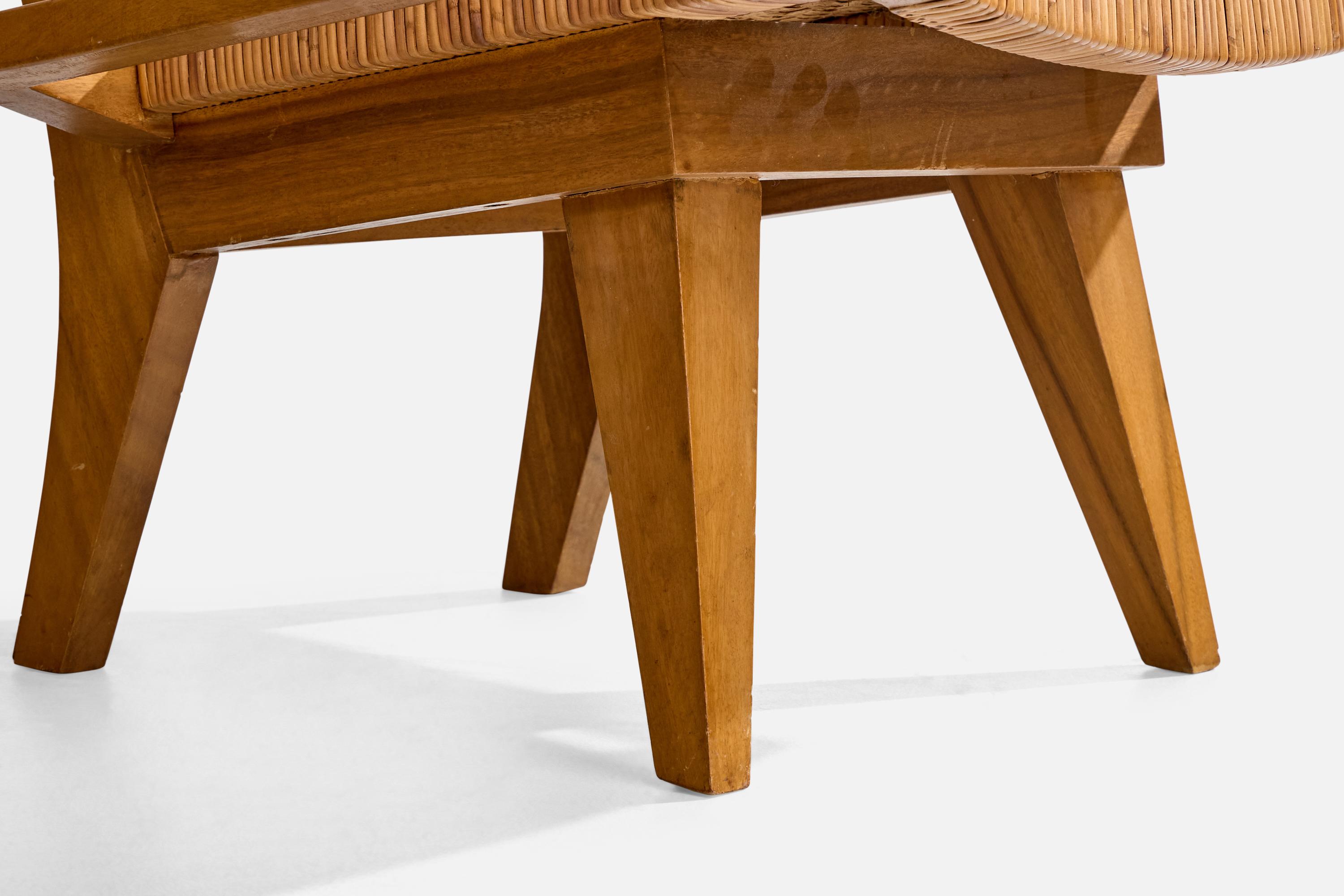Paul Laszlo Attribution, Lounge Chairs, Mahogany, Rattan, USA, 1950s For Sale 2