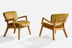 Paul Laszlo Attribution, Lounge Chairs, Mahogany, Velvet, USA, 1950s