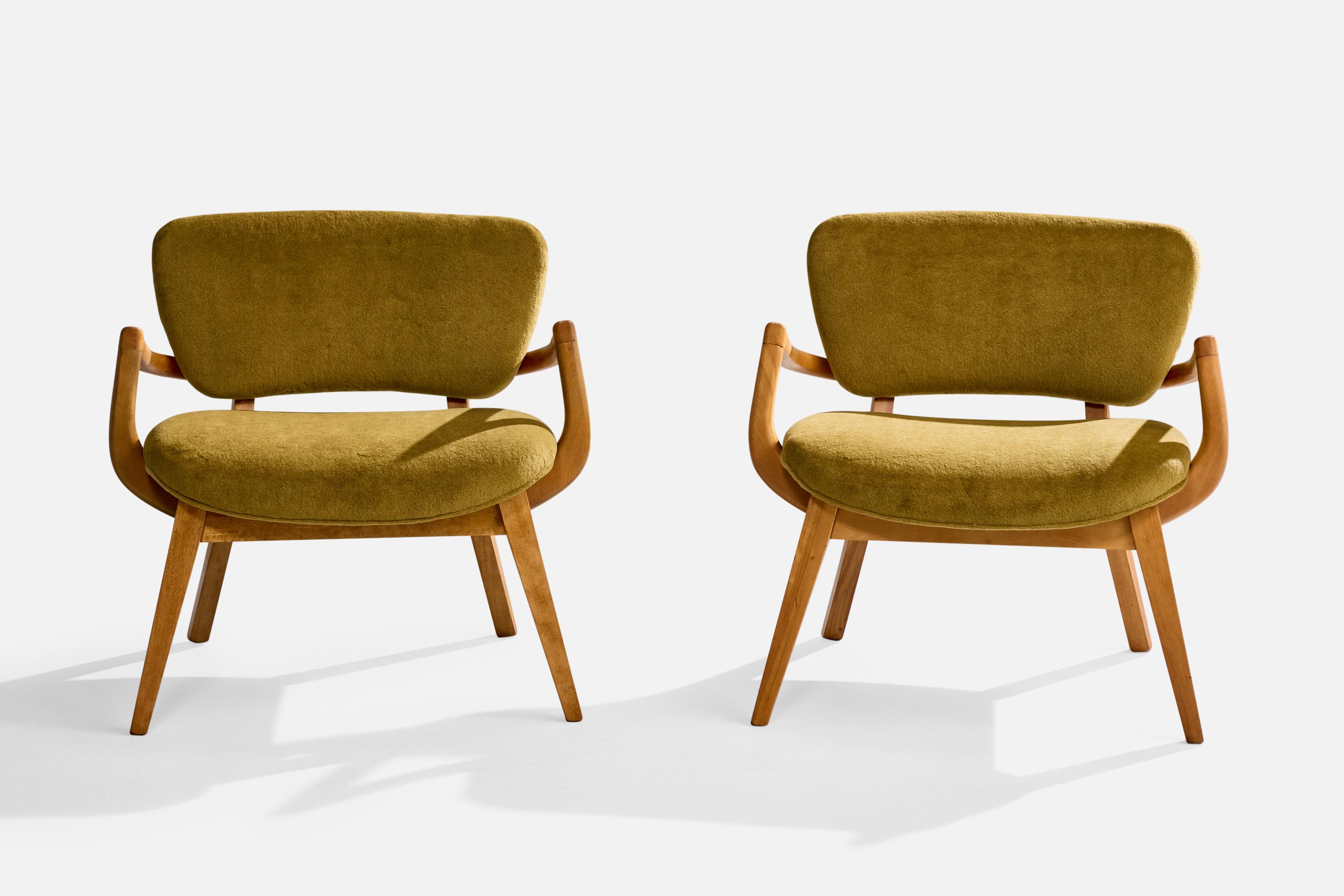 Loungesessel von Paul Laszlo Attribution, Mahagoni, Samt, USA, 1950er Jahre (amerikanisch) im Angebot