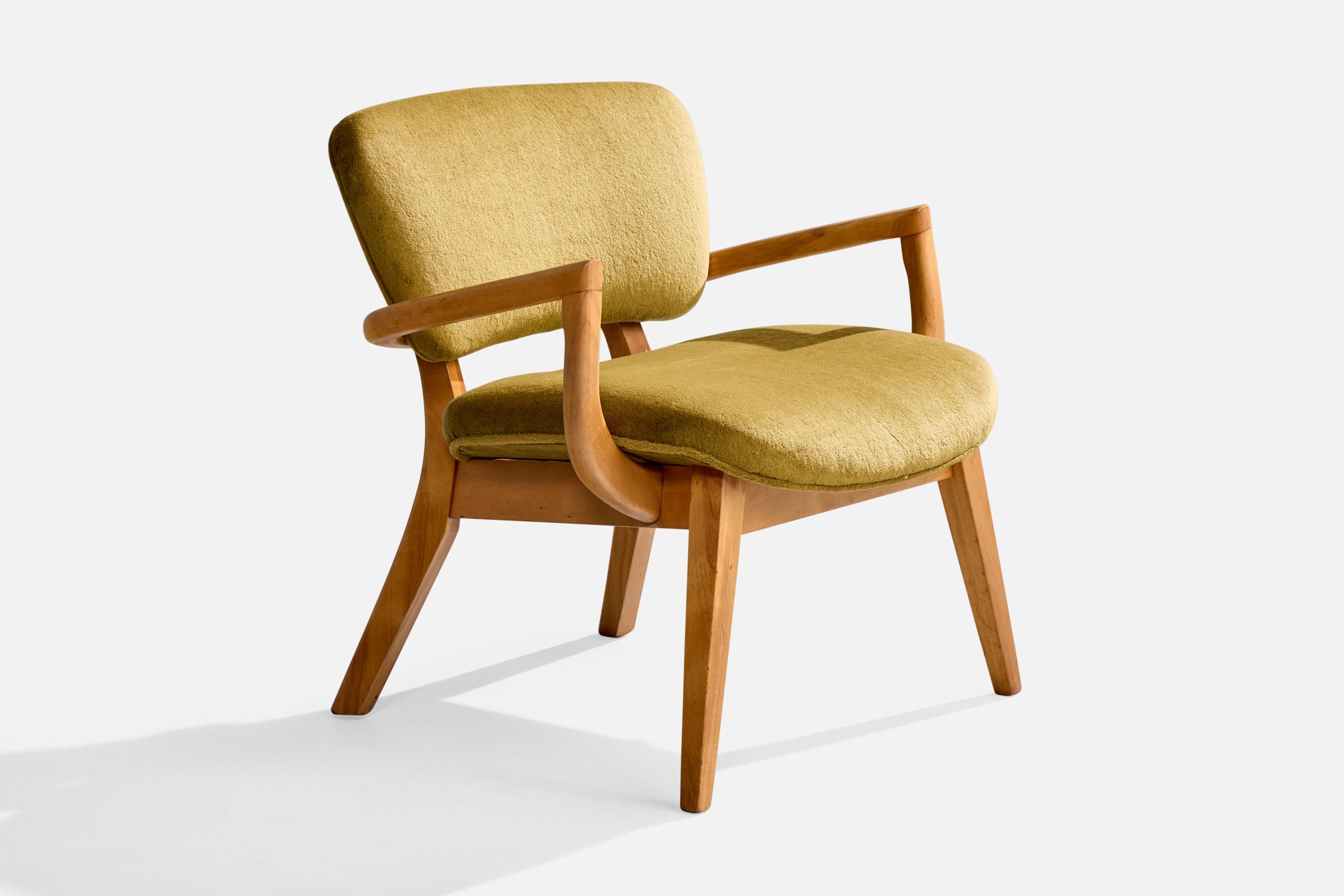 Loungesessel von Paul Laszlo Attribution, Mahagoni, Samt, USA, 1950er Jahre im Zustand „Gut“ im Angebot in High Point, NC
