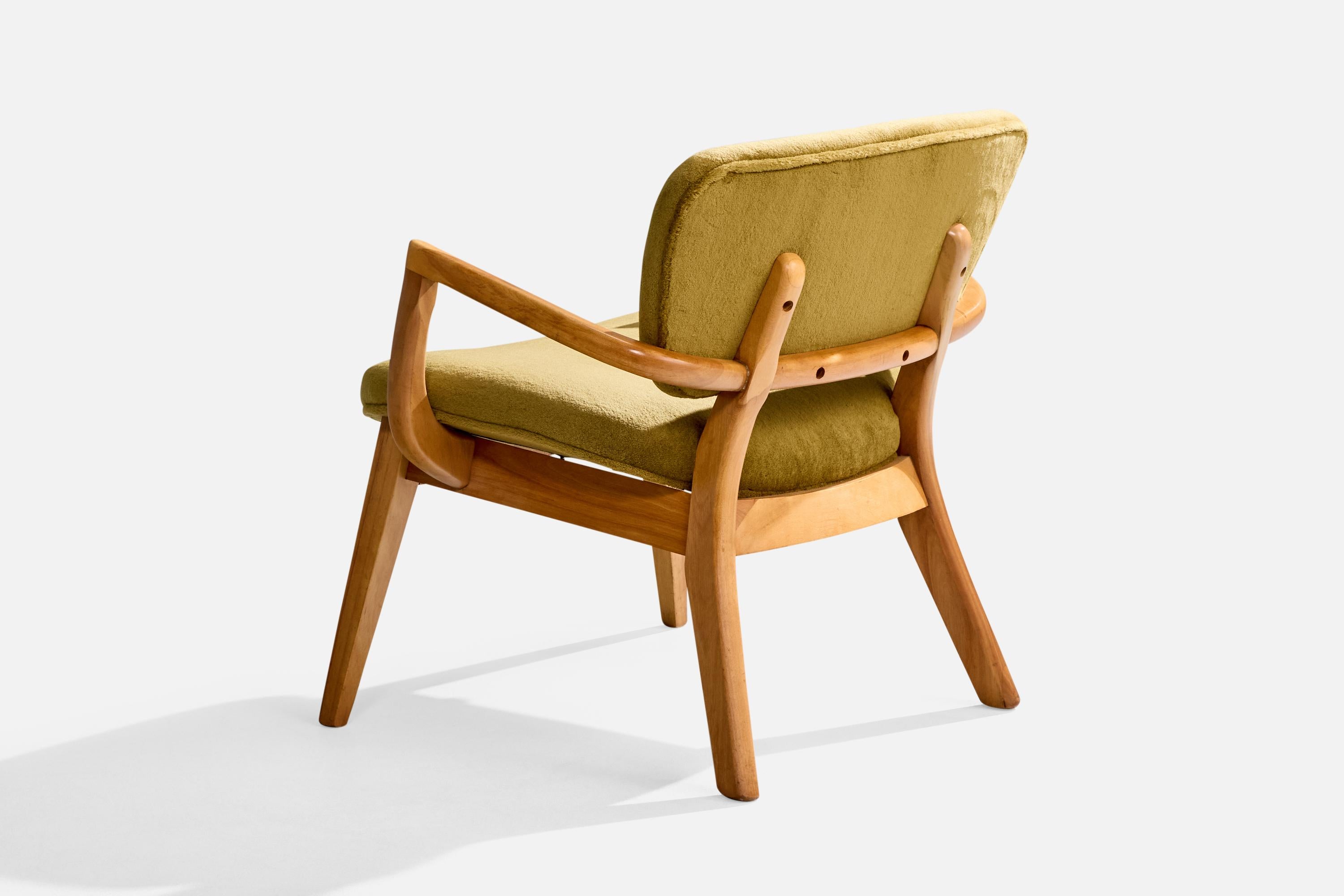 Loungesessel von Paul Laszlo Attribution, Mahagoni, Samt, USA, 1950er Jahre (Mitte des 20. Jahrhunderts) im Angebot