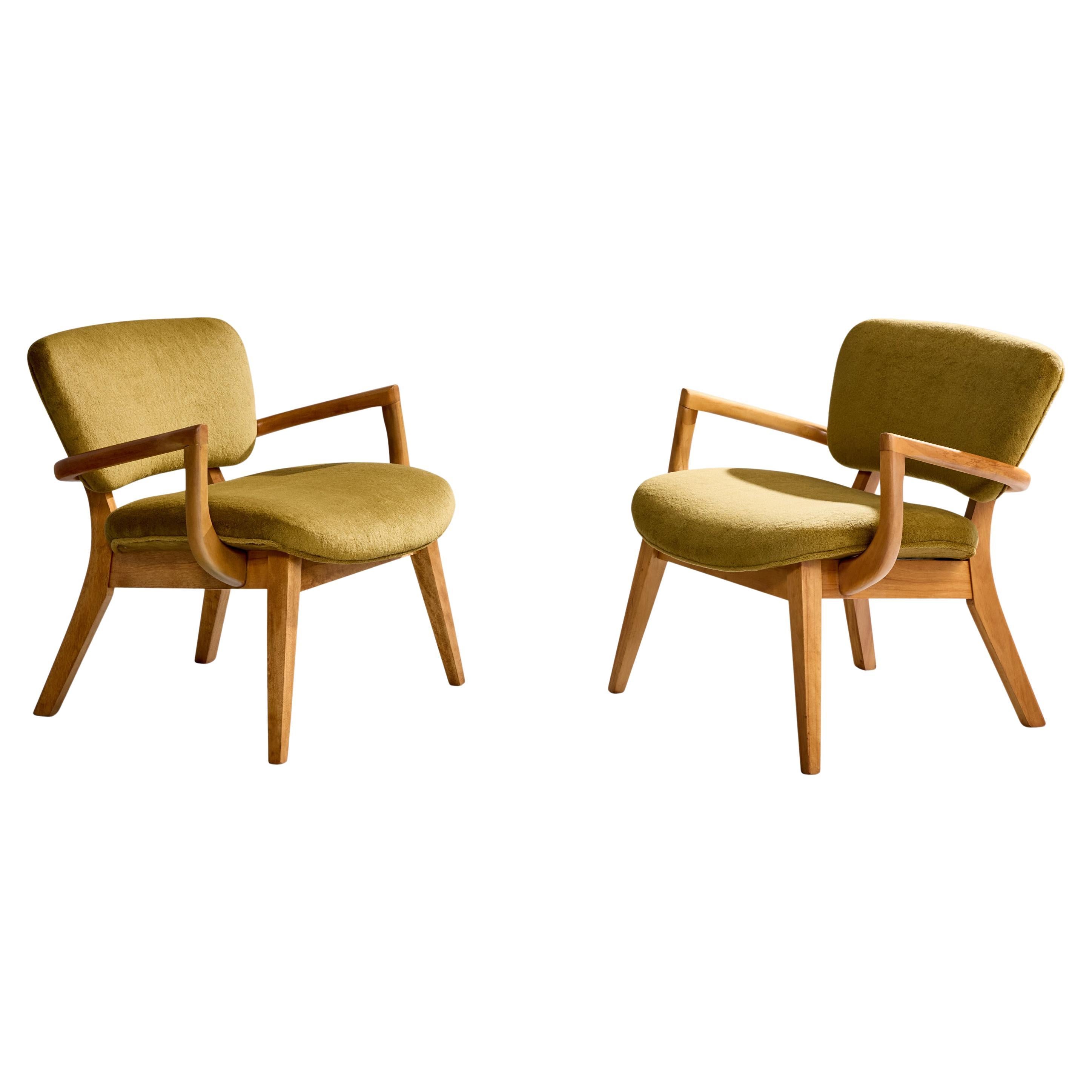 Paul Laszlo, chaises longues, acajou, velours, États-Unis, années 1950