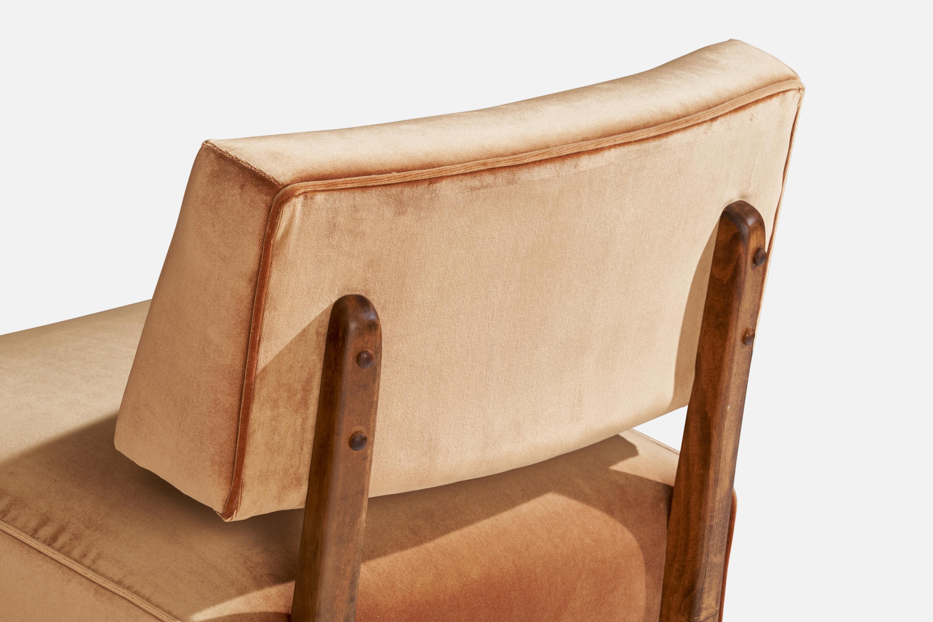 Atribución Paul Laszlo, Sillas Slipper, Roble, Terciopelo, EE.UU., Década de 1940 en venta 7