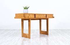 Paul Laszlo "Basket Weave" Desk / Console Table for Brown Saltman