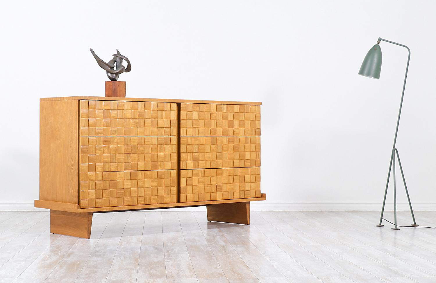 Mid-Century Modern Paul Laszlo Basket Weave Dresser for Brown Saltman