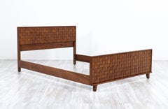 Paul Laszlo "Basket Weave" Full-Size Bed Frame for Brown Saltman