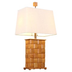 Vintage Expertly Restored - Paul Laszlo "Basket Weave" Table Lamp for Brown Saltman